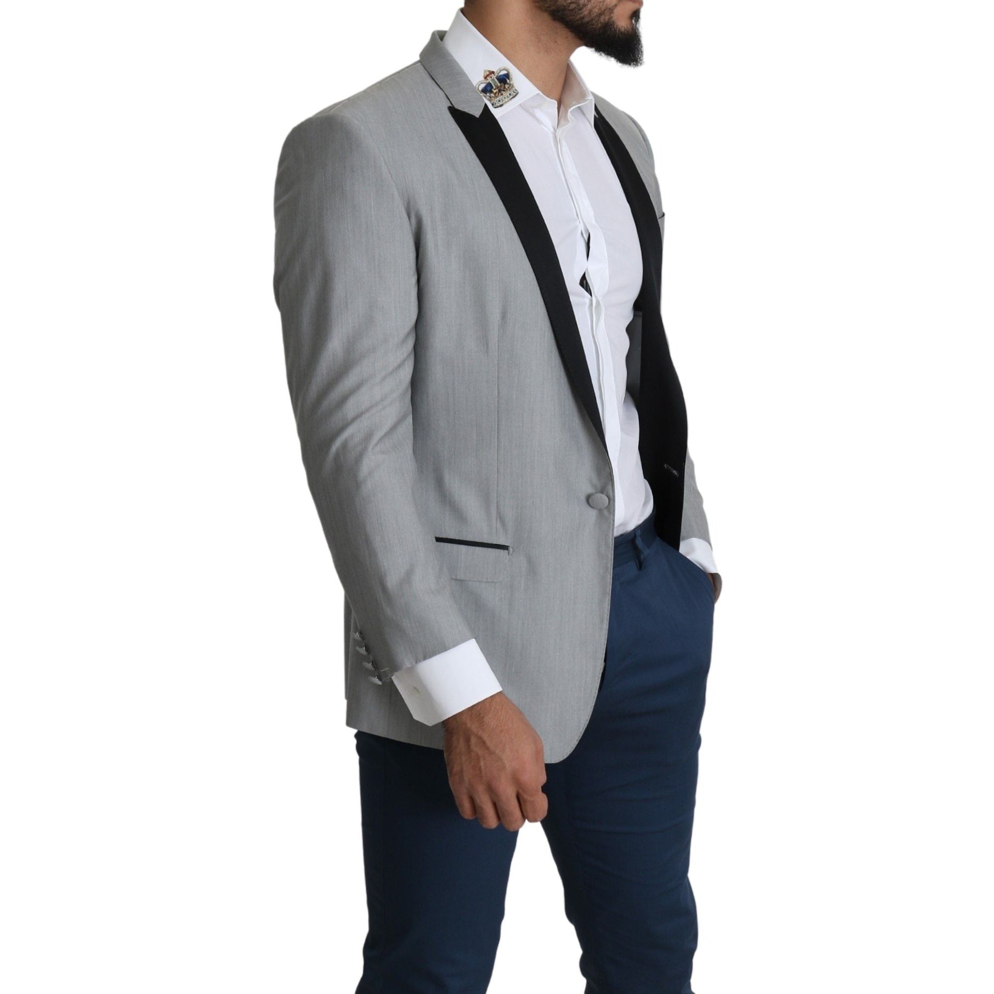 Elegant Silk Blend Light Gray Blazer