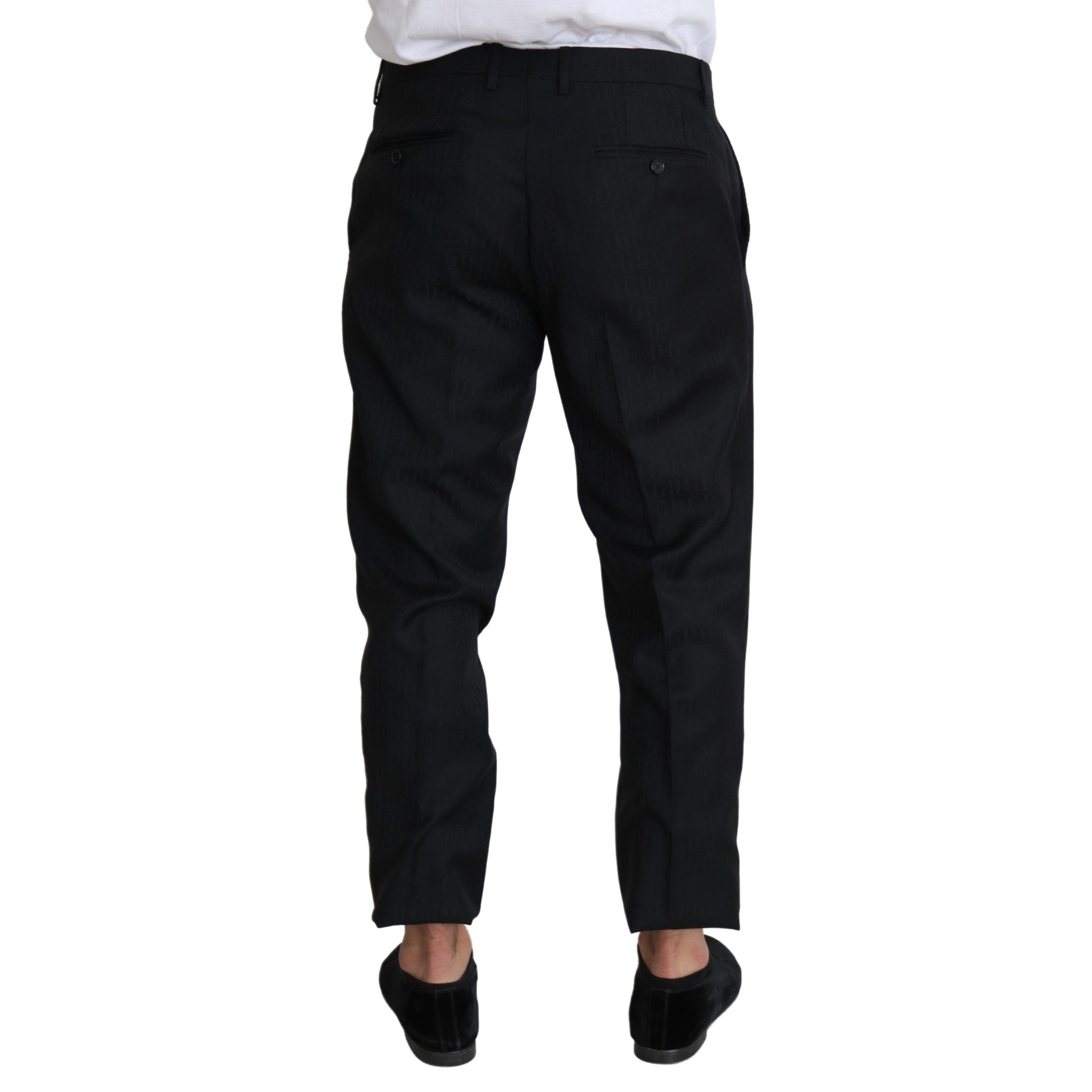 Elegant Black Virgin Wool Cropped Pants