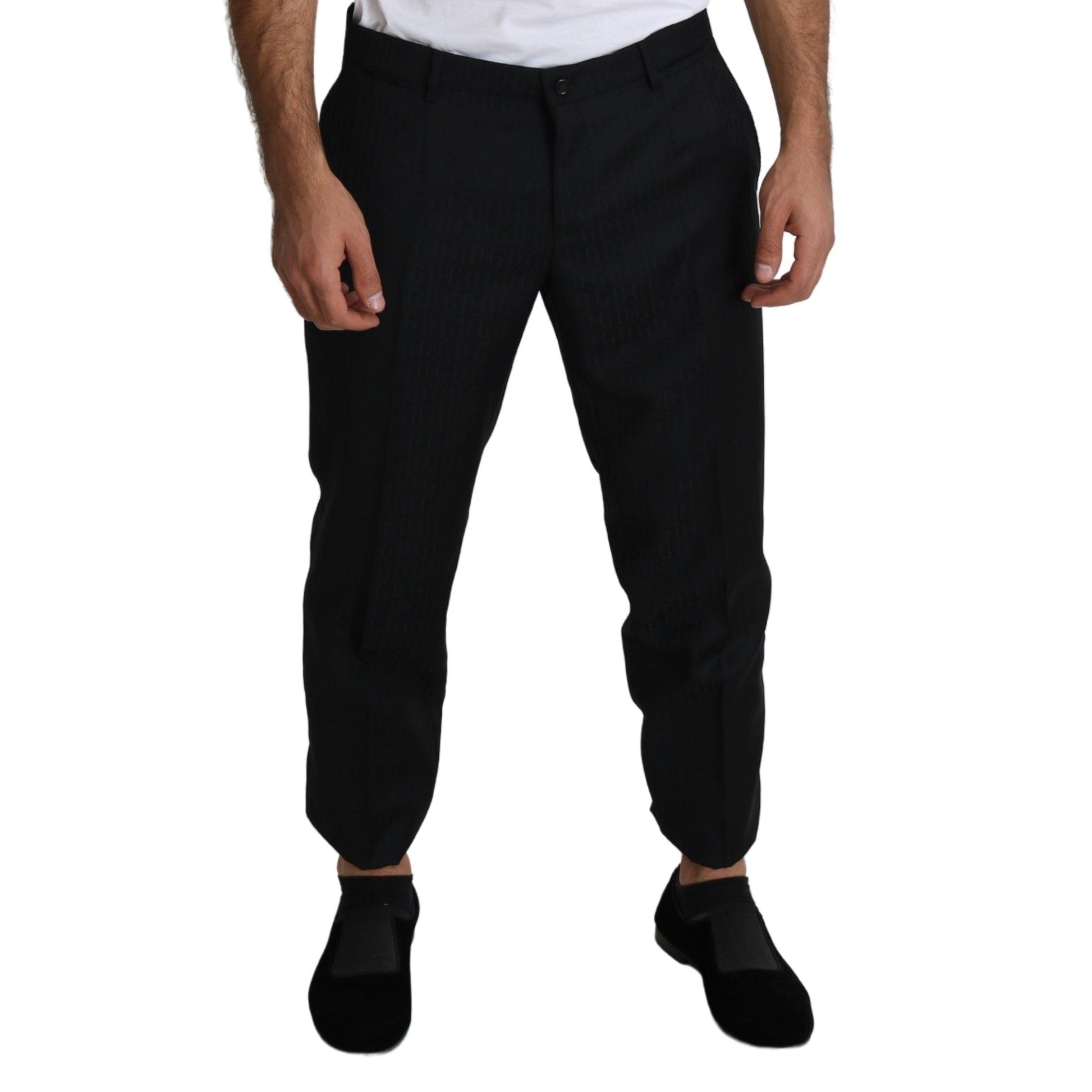 Elegant Black Virgin Wool Cropped Pants