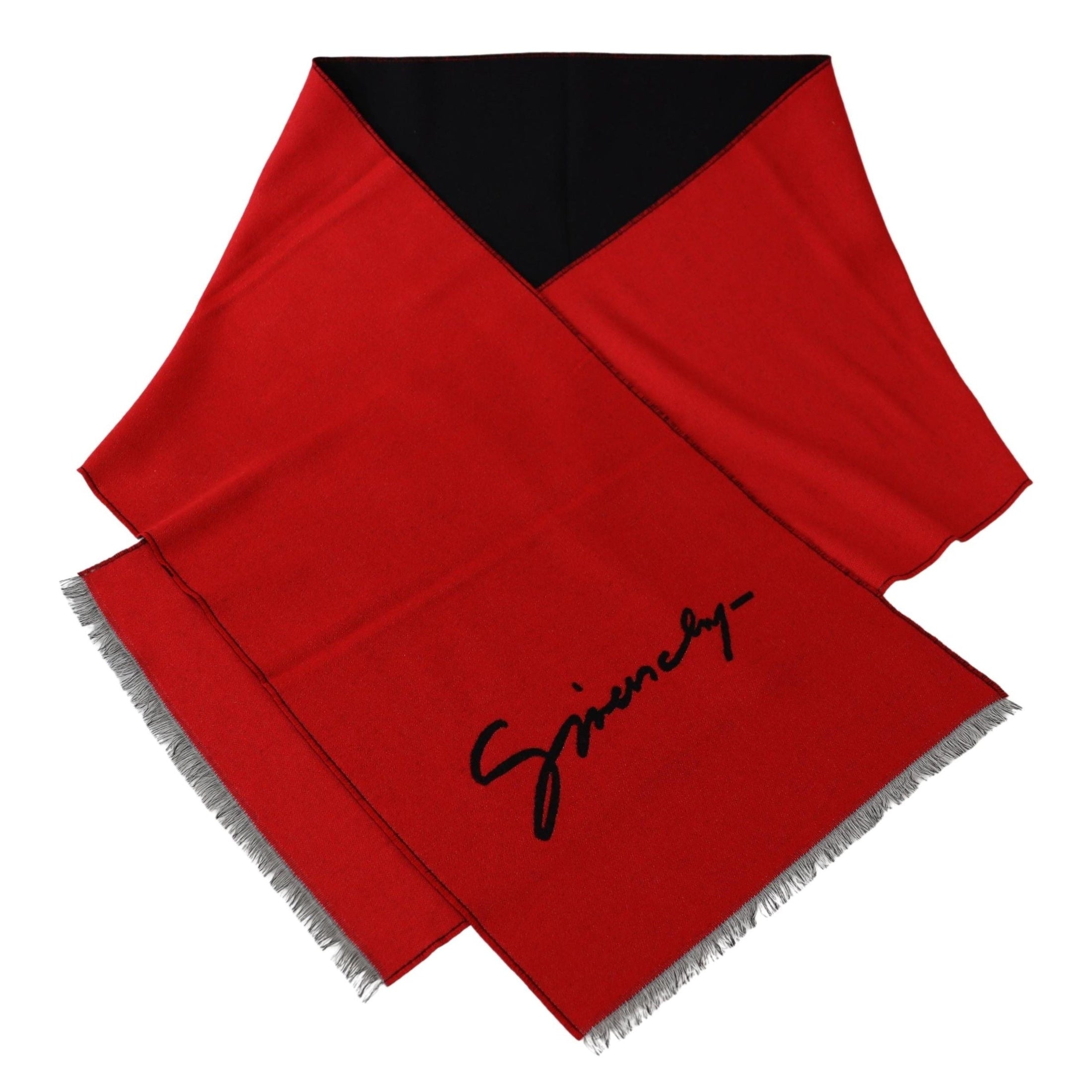 Elegant Red Wool Blend Unisex Scarf