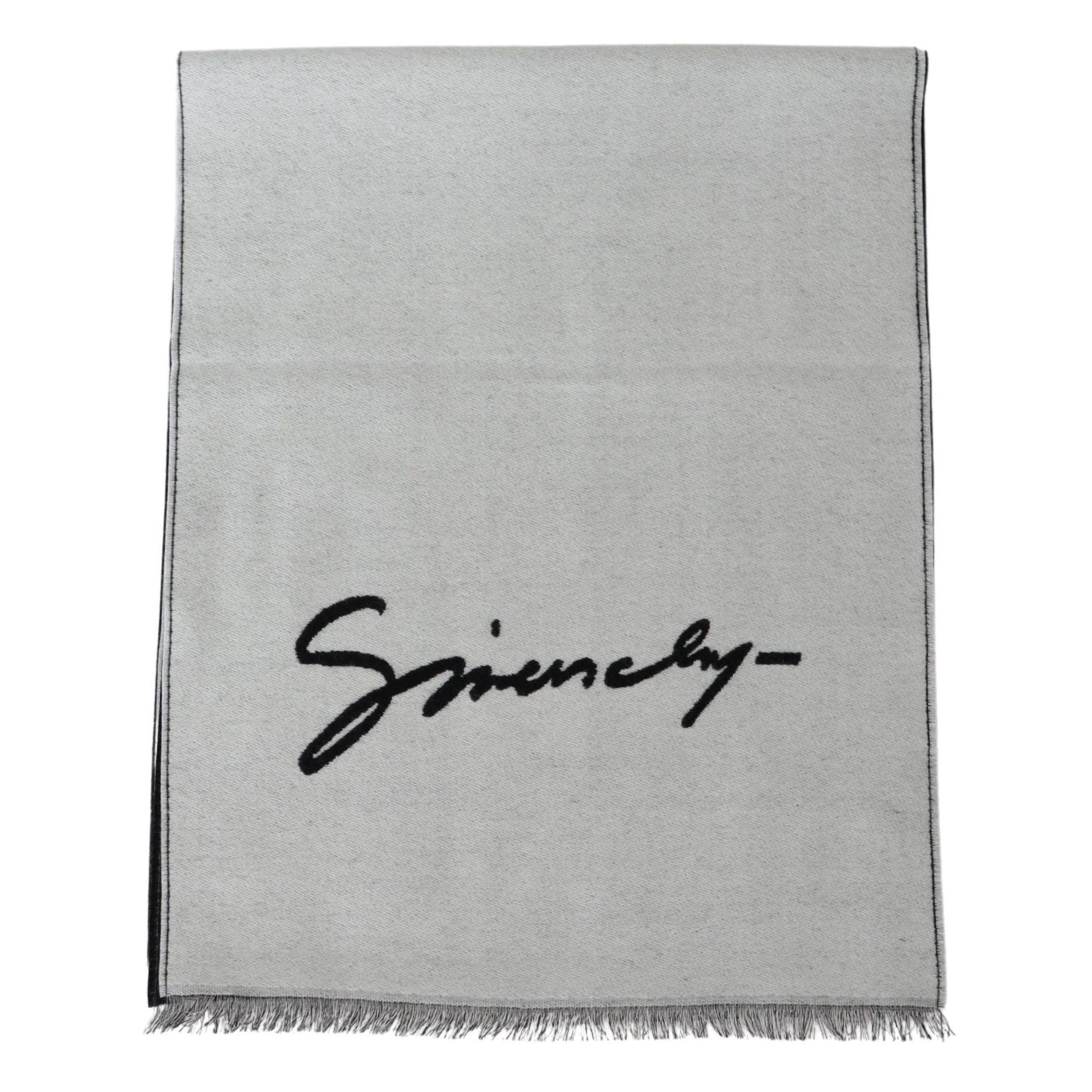 Elegant Monochrome Wool-Silk Blend Scarf