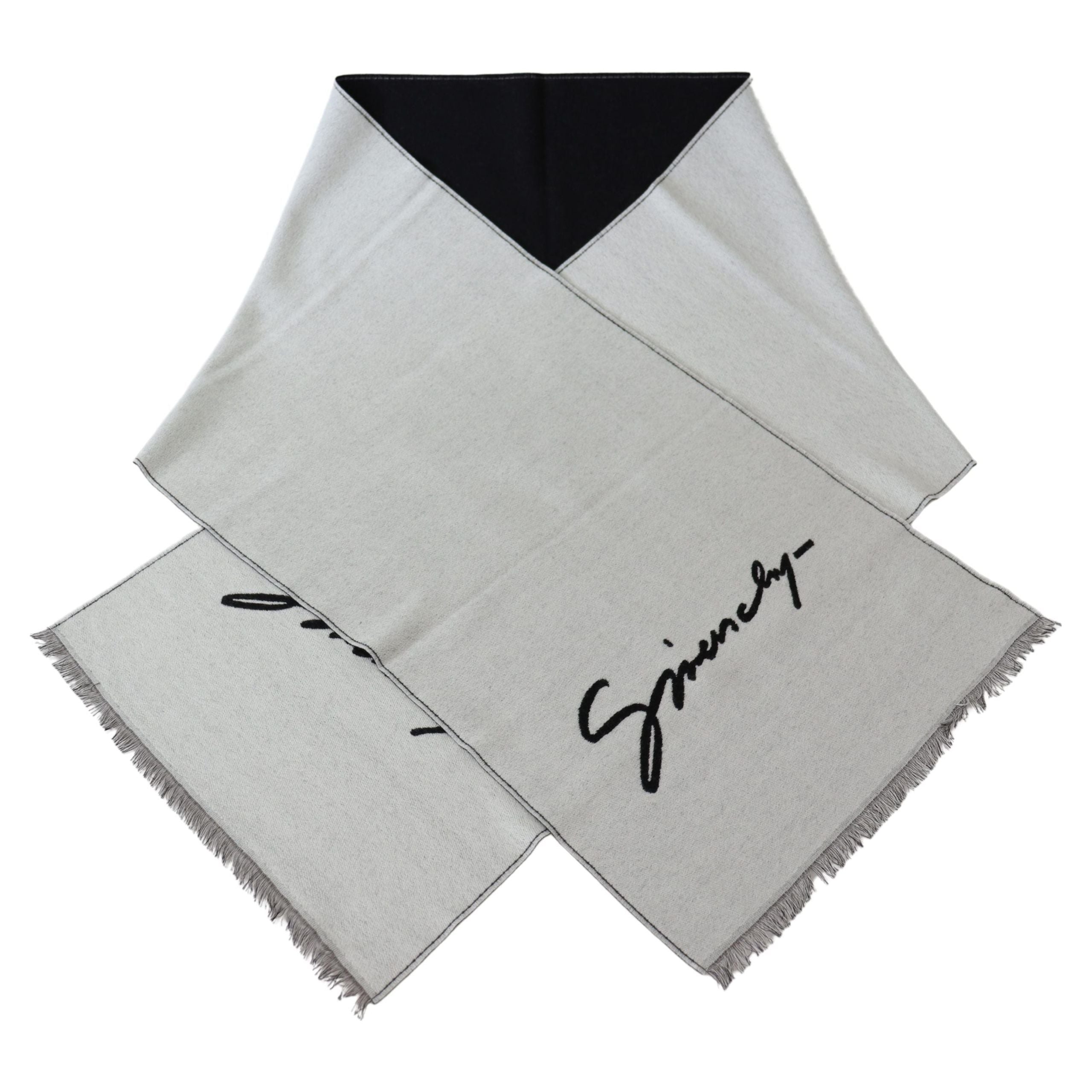 Elegant Monochrome Wool-Silk Blend Scarf