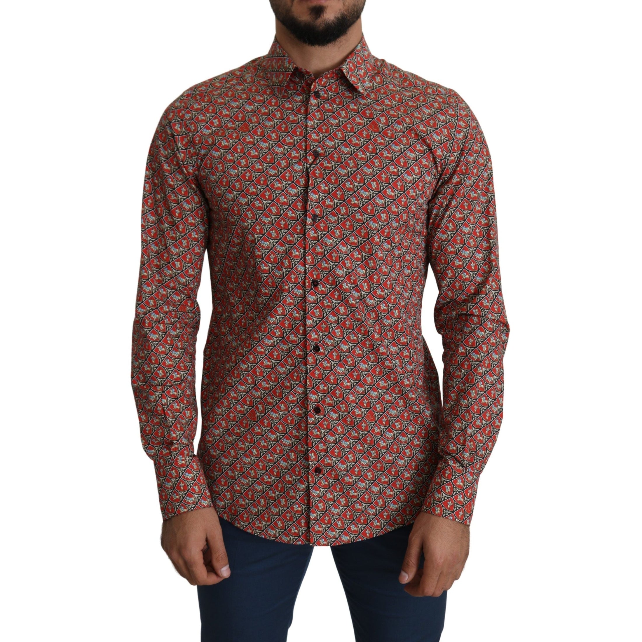 Elegant Red Martini Fit Cotton Shirt