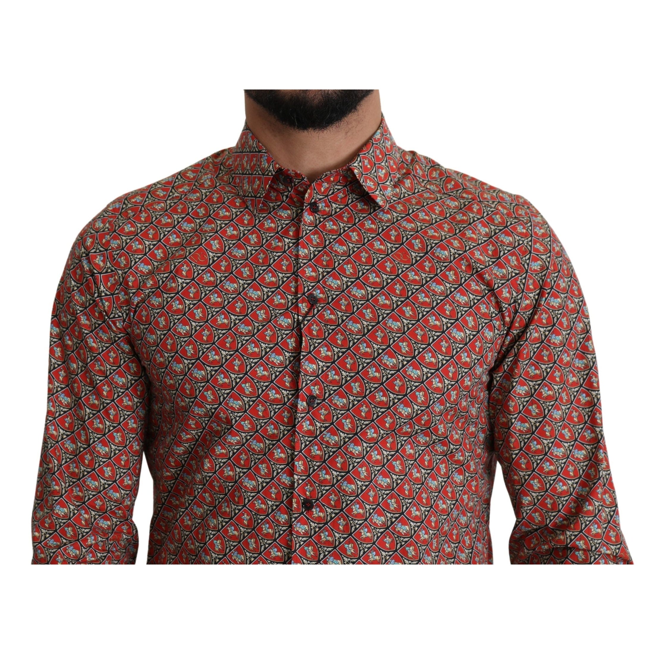 Elegant Red Martini Fit Cotton Shirt