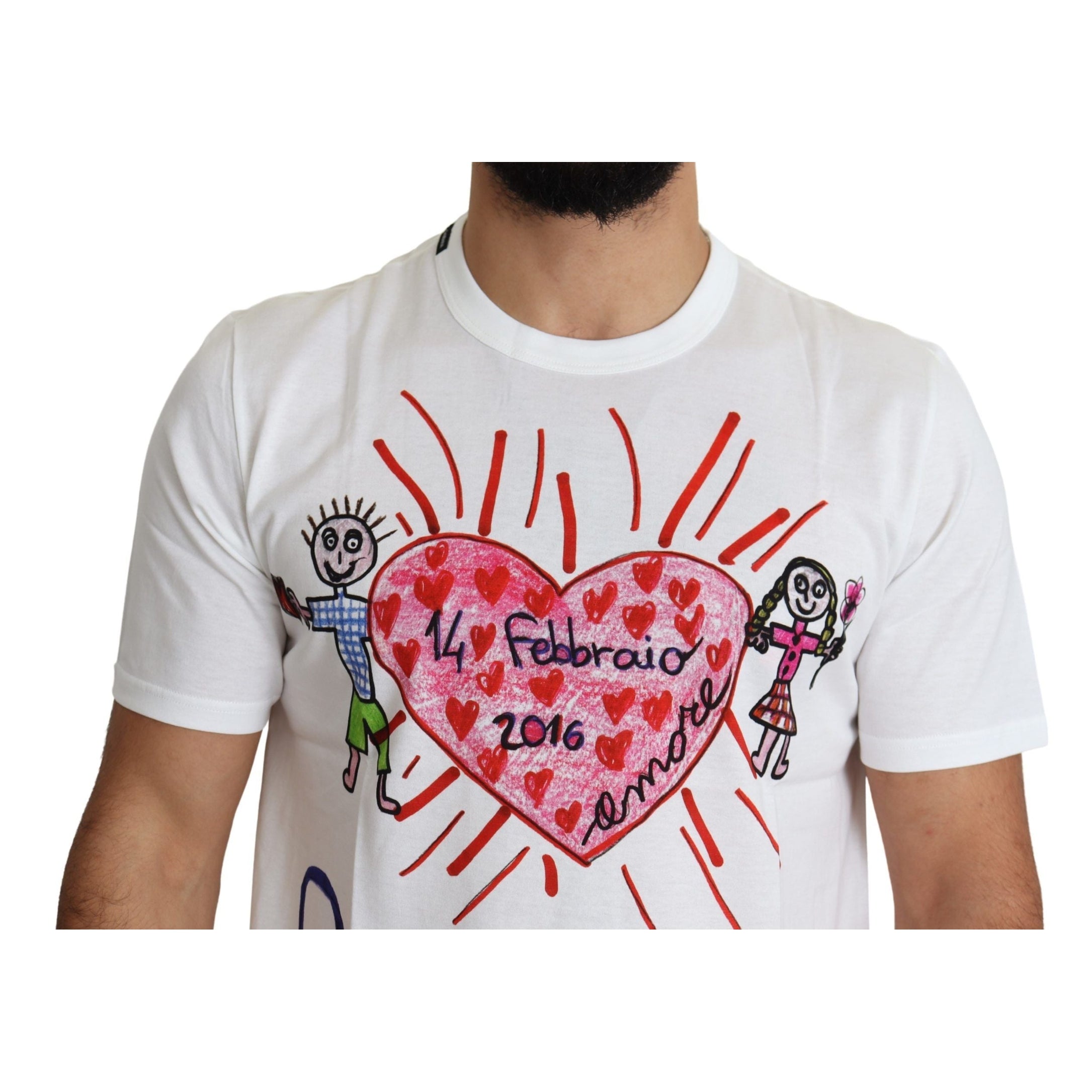 Romantic Heart Print Crew Neck Tee