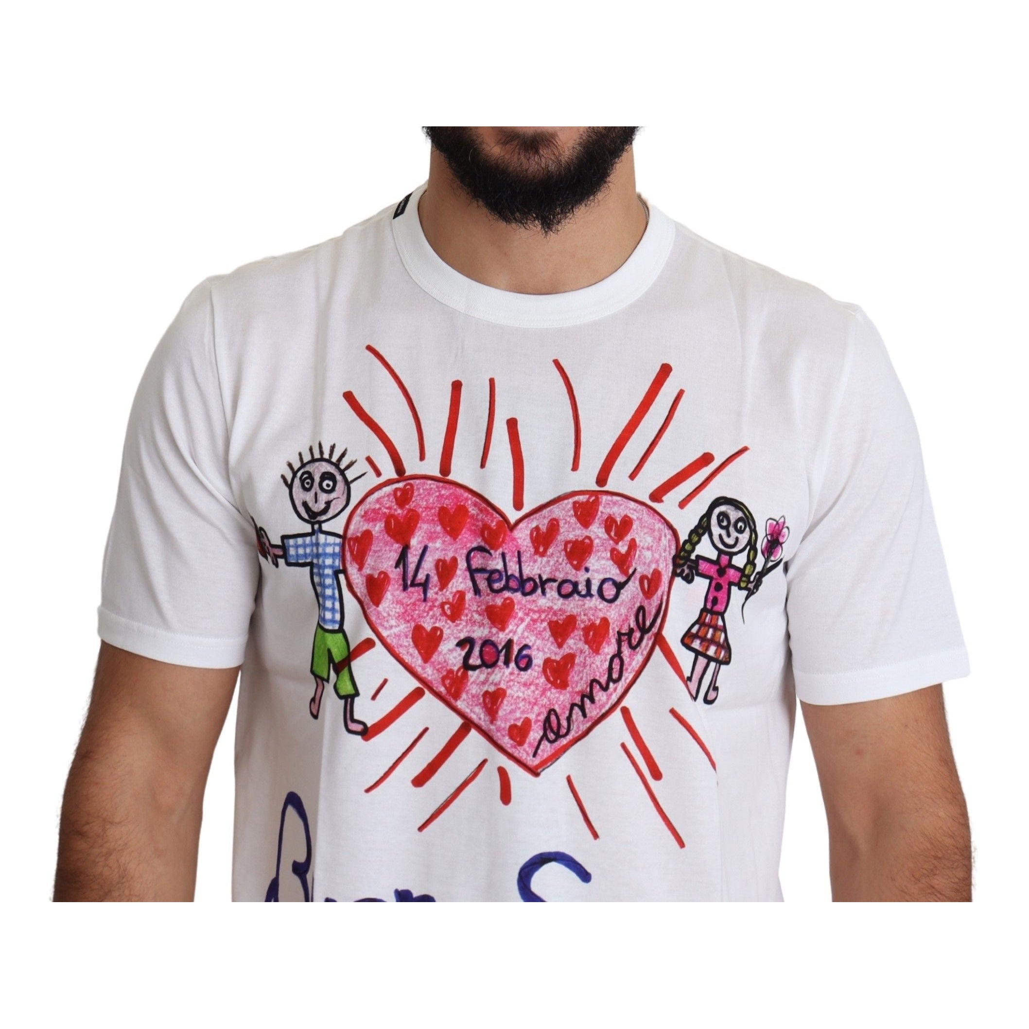 Romantic Heart Print Crew Neck Tee