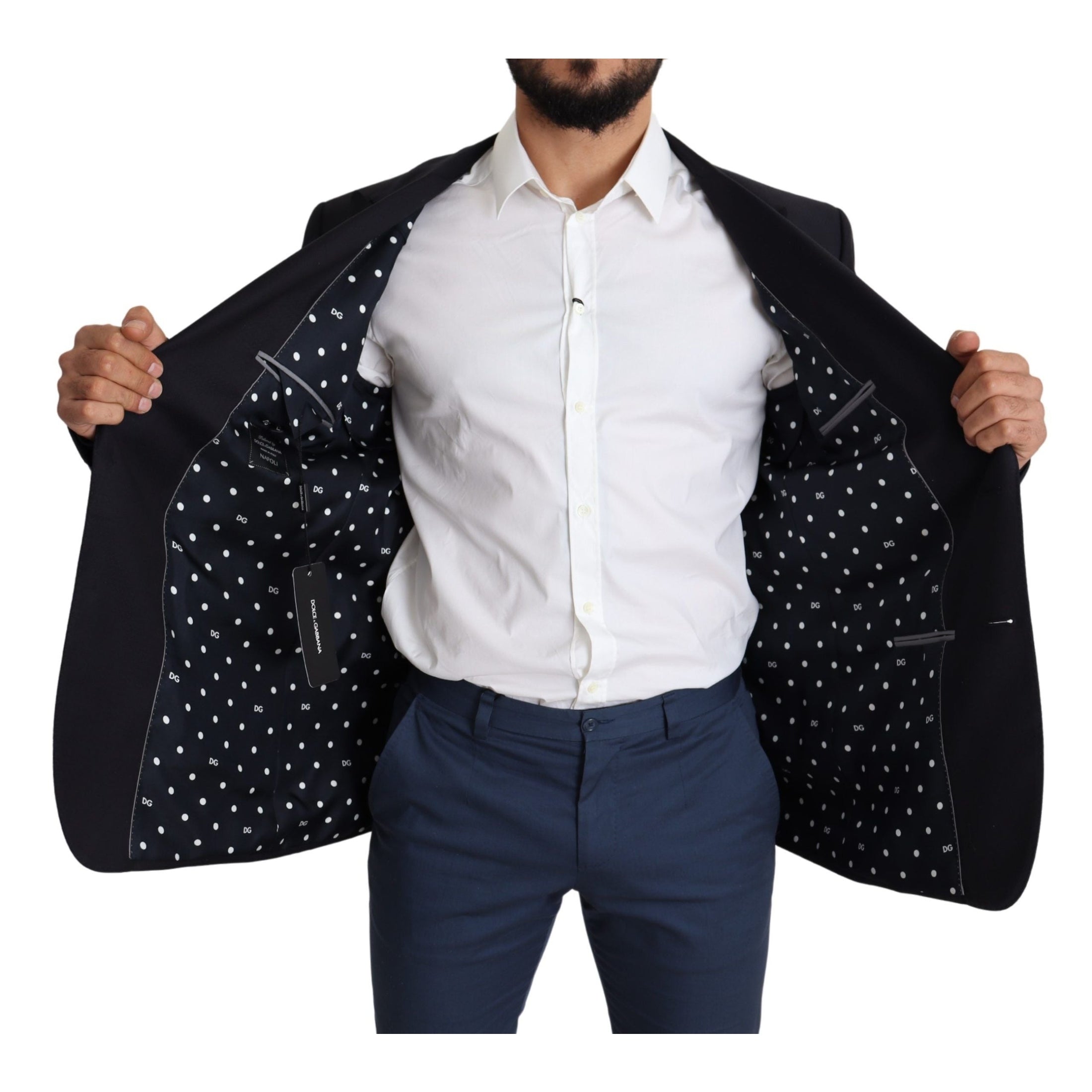 Elegant Black Virgin Wool Men's Blazer