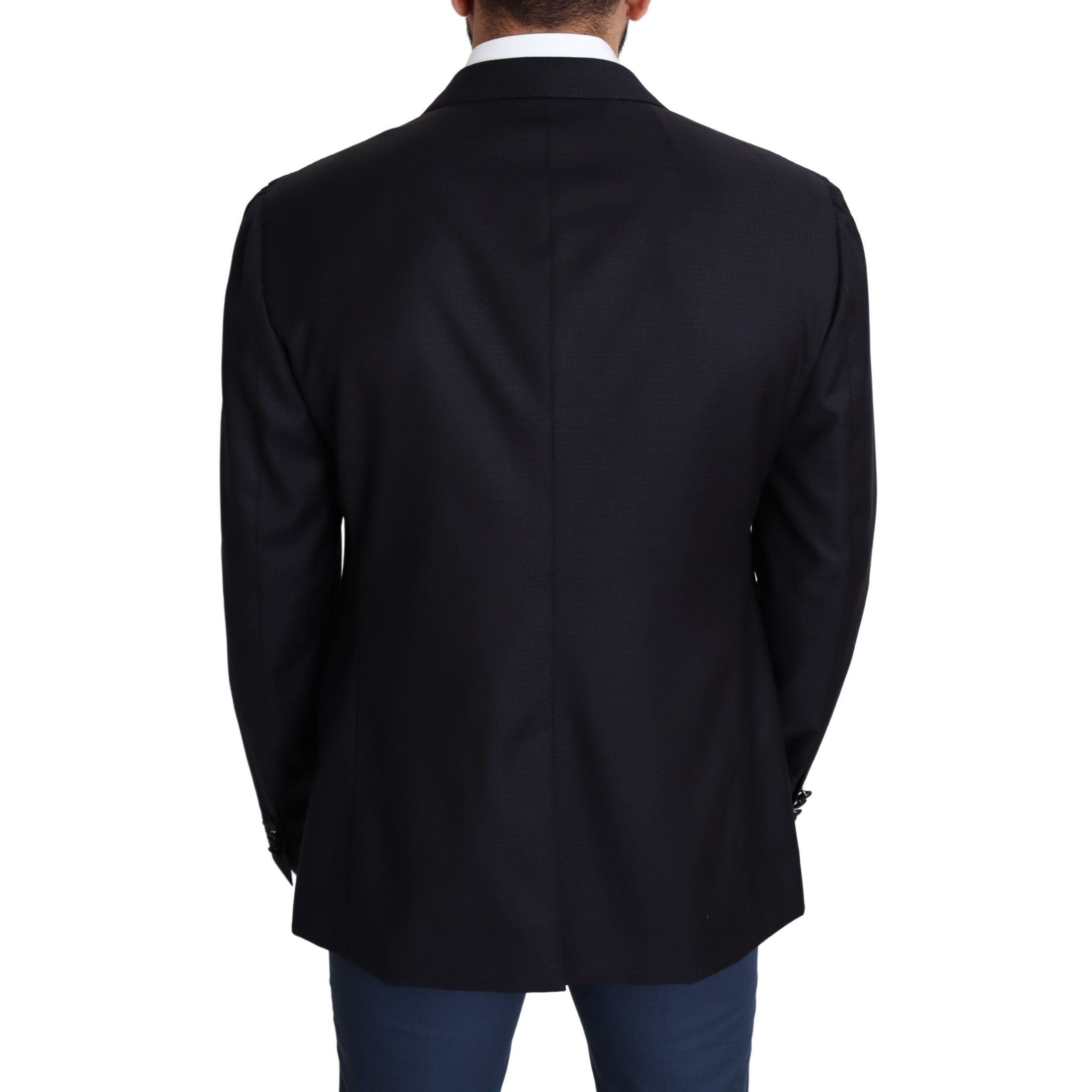 Elegant Black Virgin Wool Men's Blazer