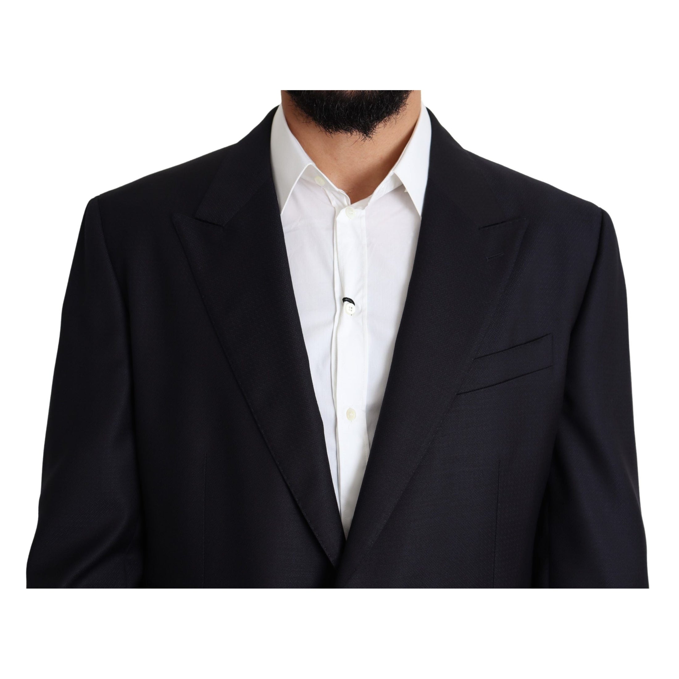 Elegant Black Virgin Wool Men's Blazer