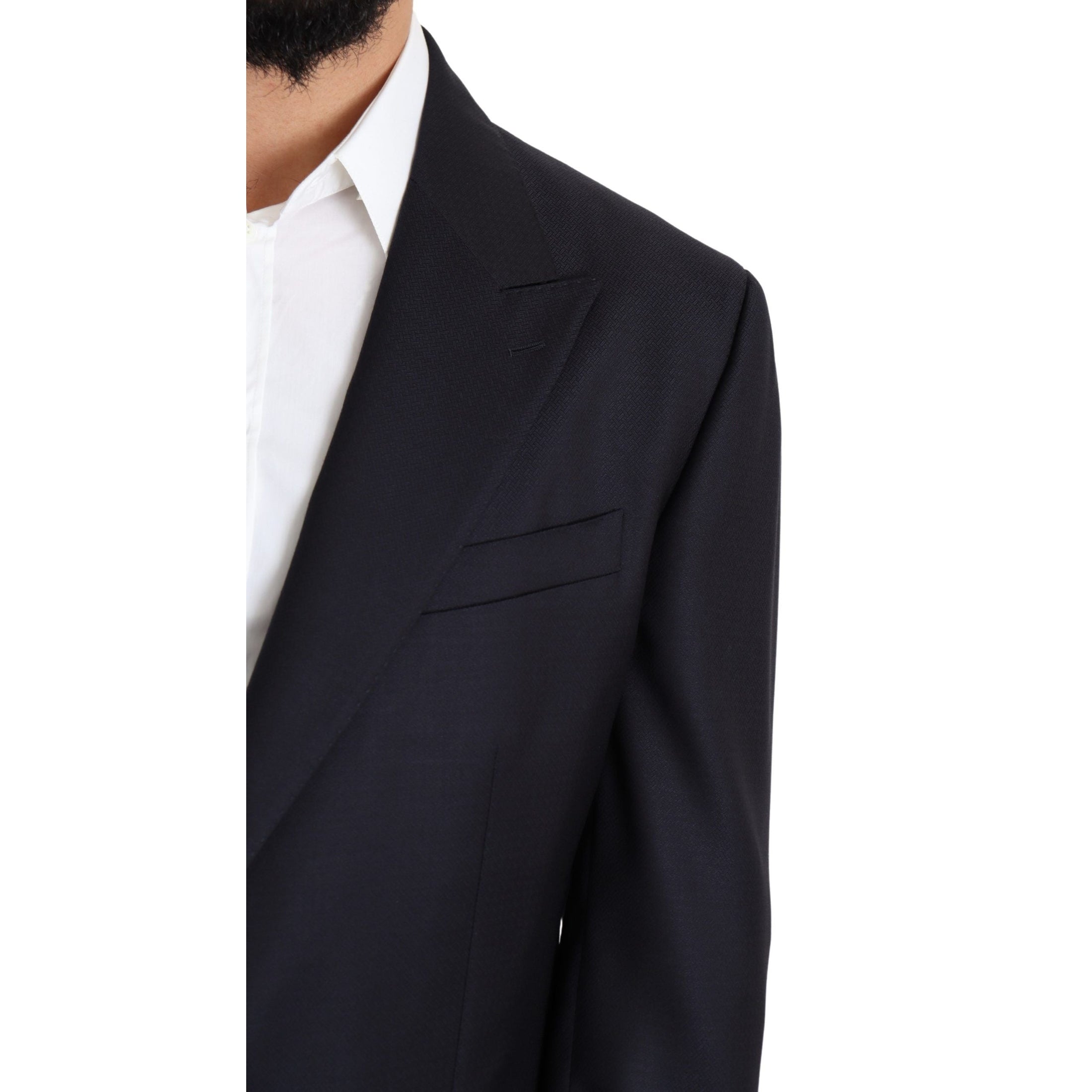 Elegant Black Virgin Wool Men's Blazer