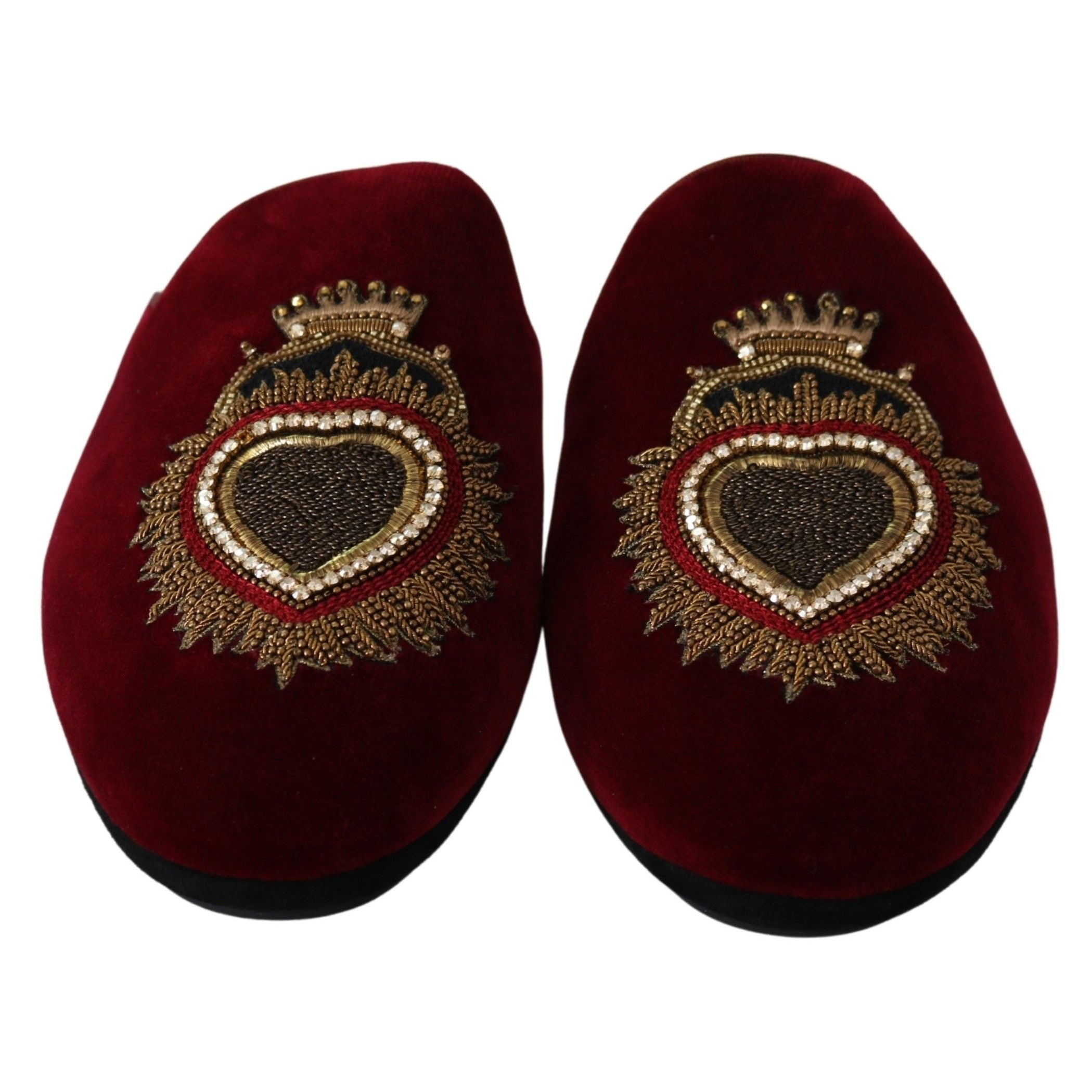 Red Velvet Embroidered Slides