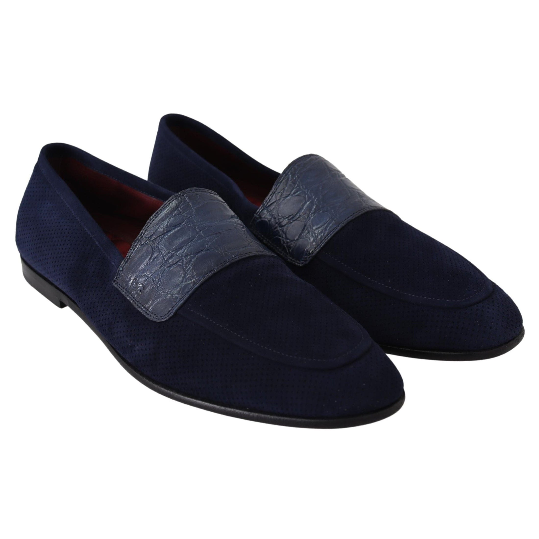 Elegant Blue Suede Leather Loafers