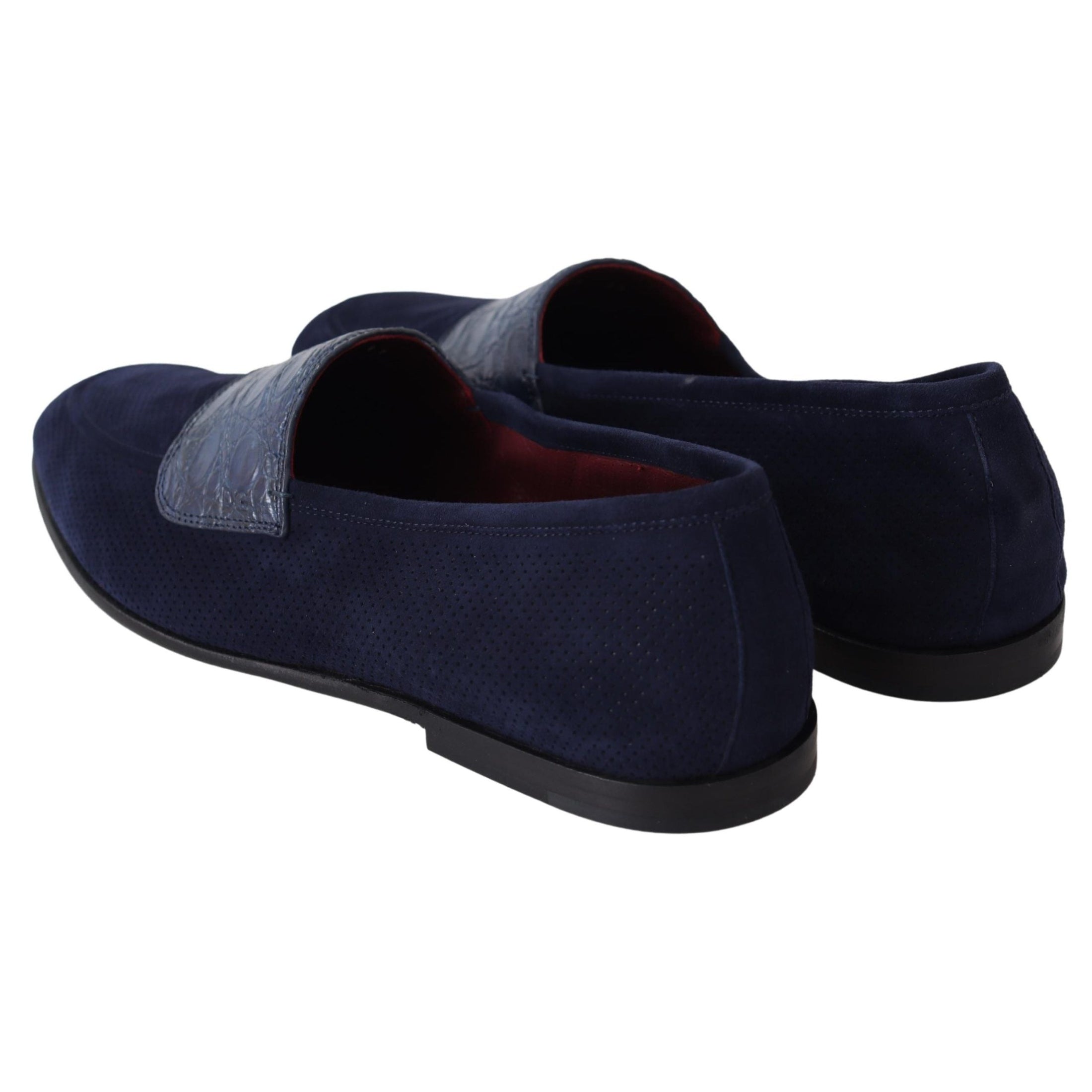 Elegant Blue Suede Leather Loafers