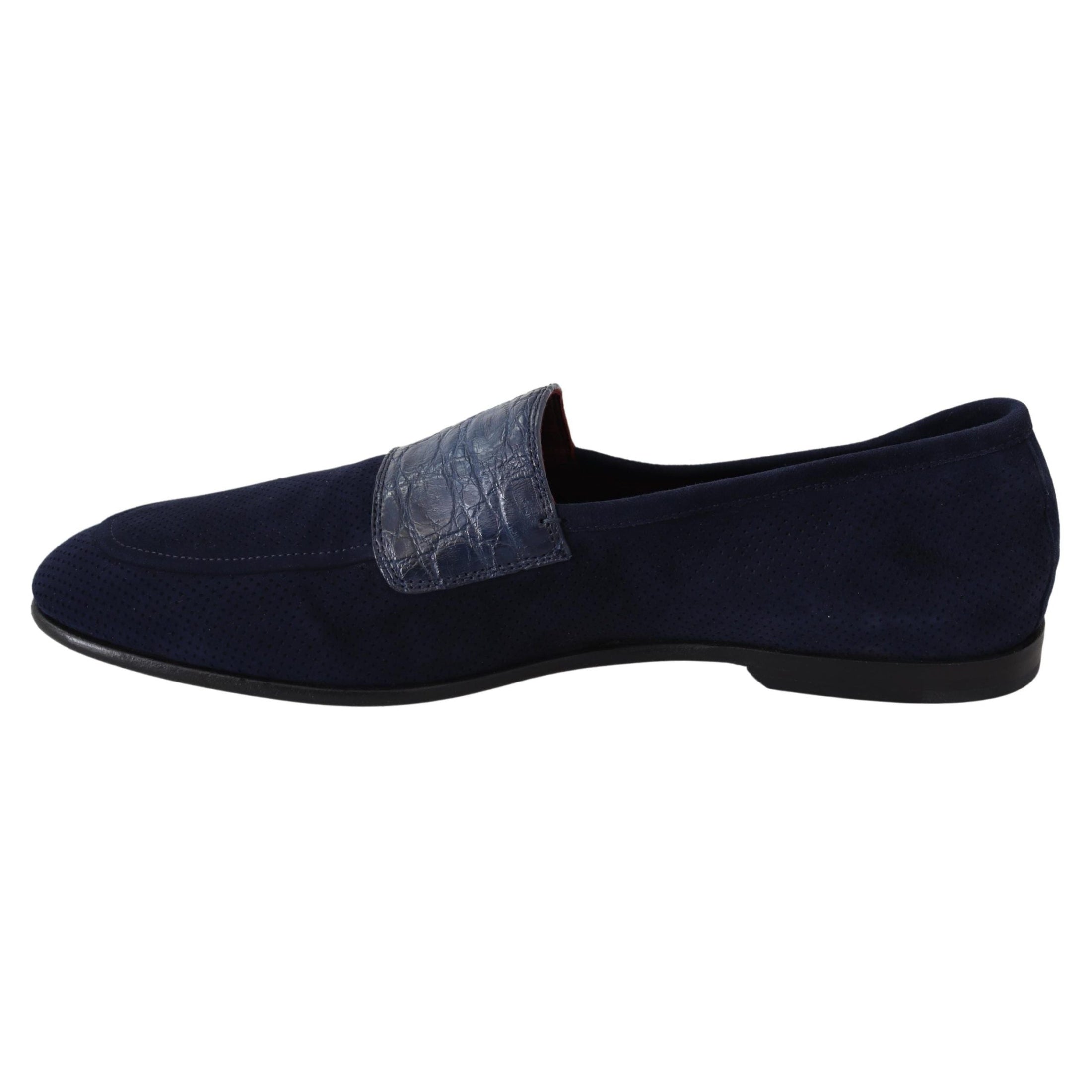 Elegant Blue Suede Leather Loafers