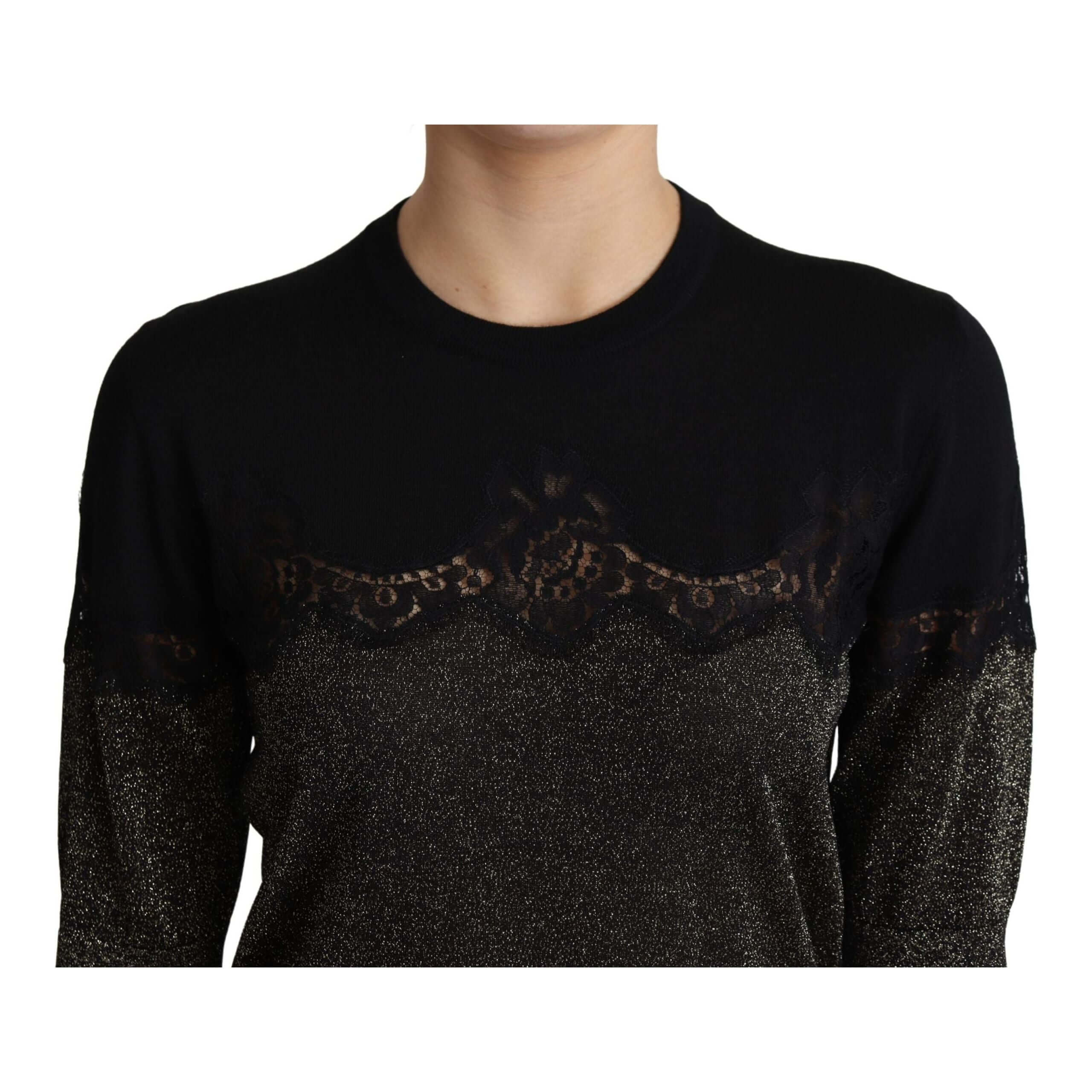 Elegant Lurex Threaded Jersey Lace Blouse