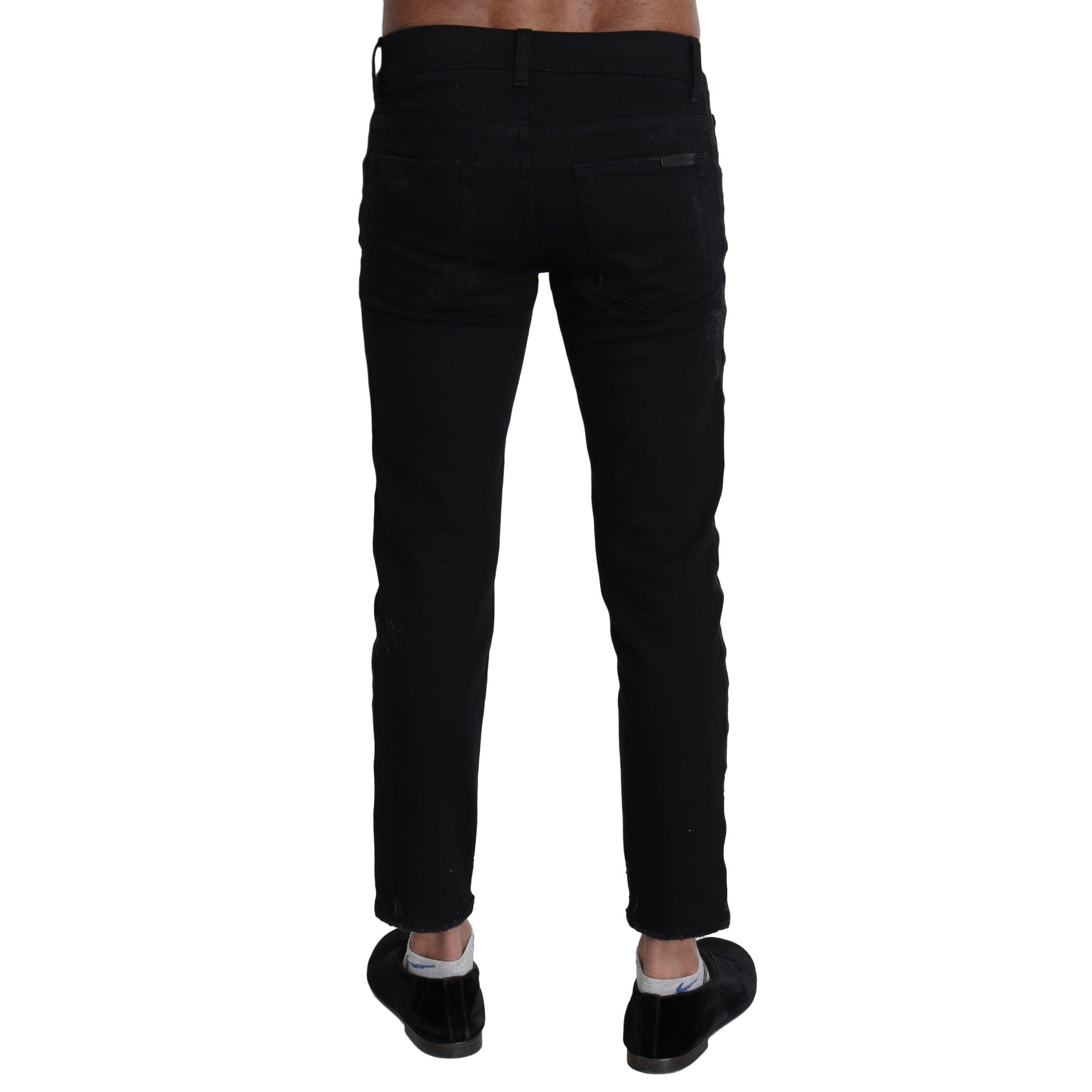 Elegant Skinny Black Jeans with Embroidery