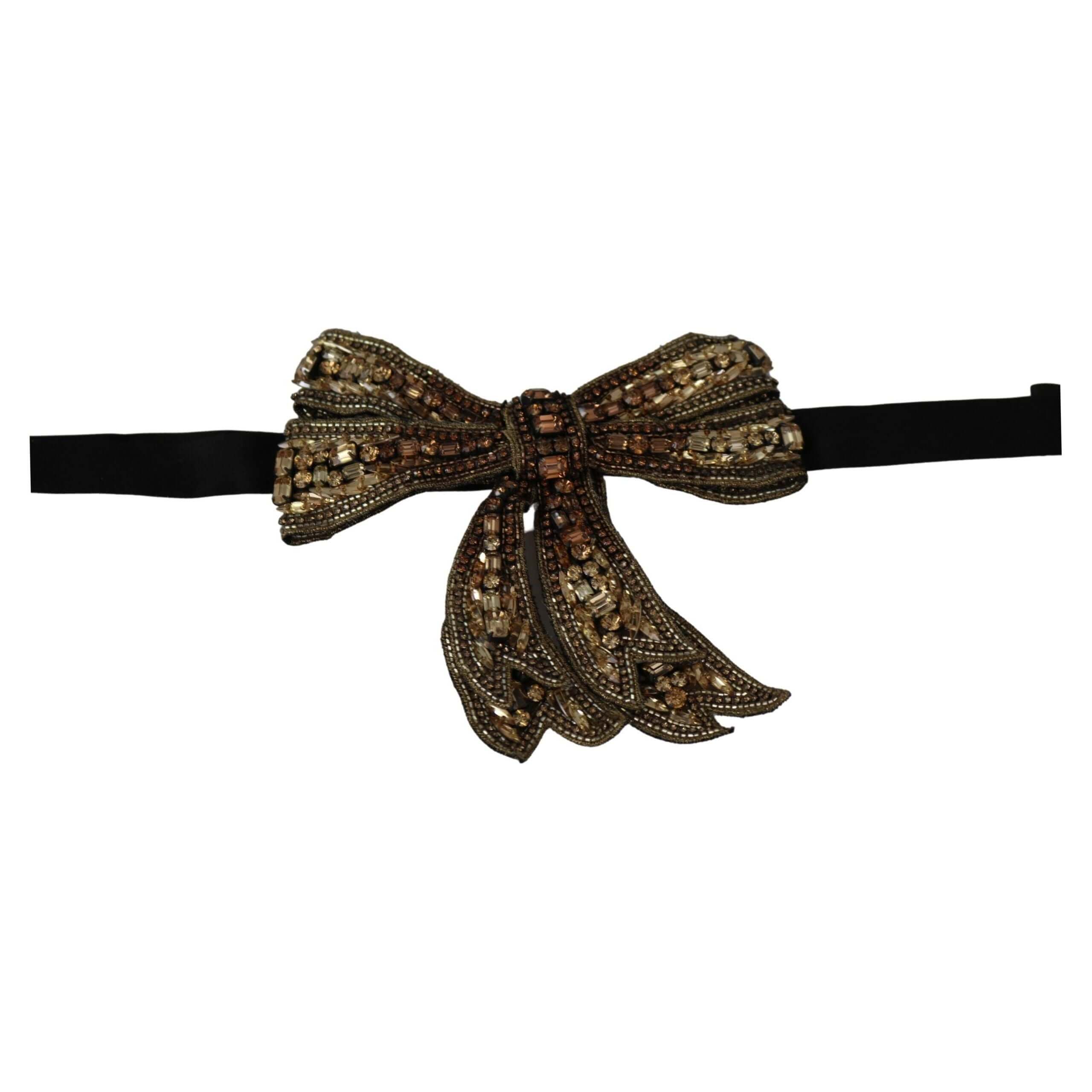 Elegant Silk Rhinestone Bow Tie