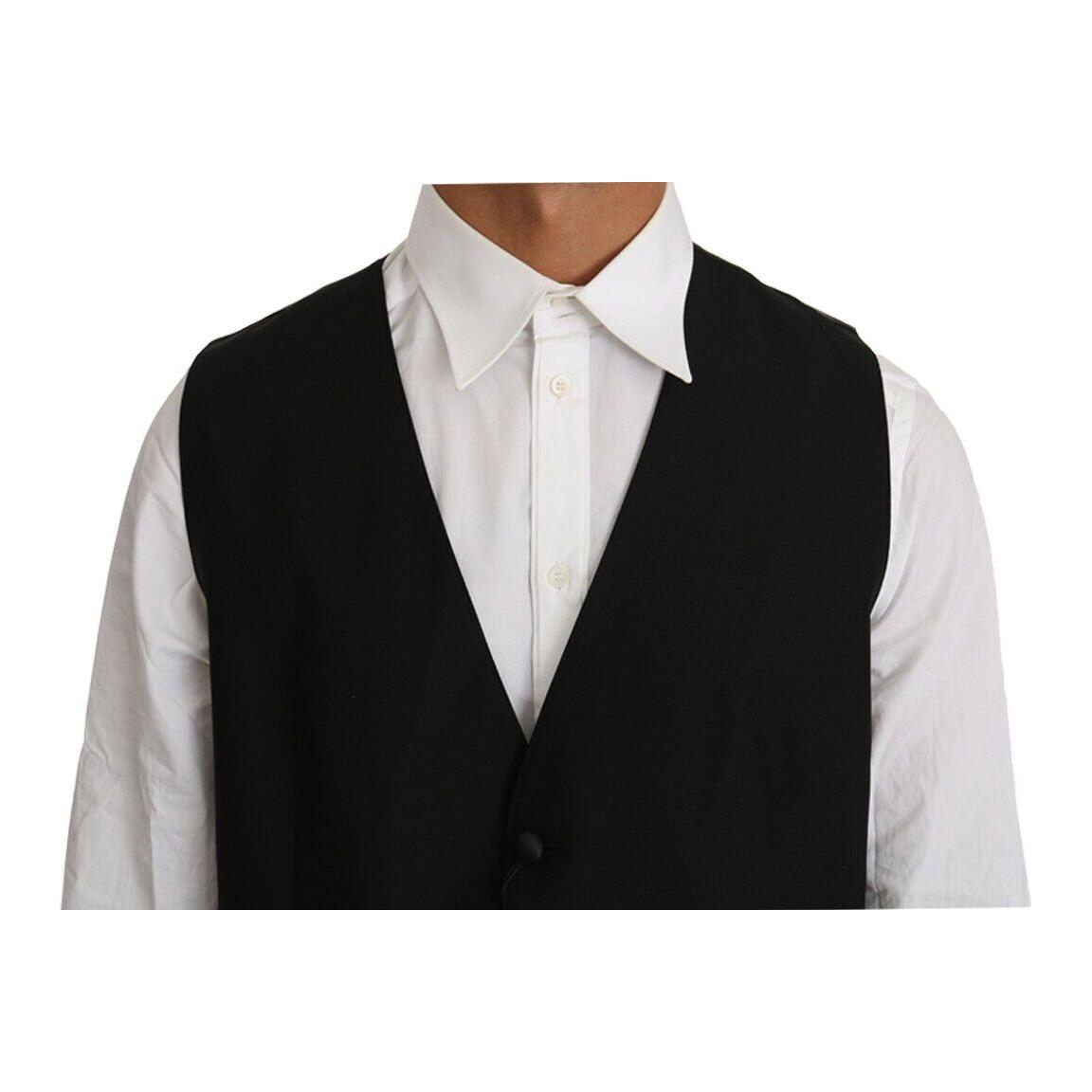 Elegant Black Formal Wool Blend Vest