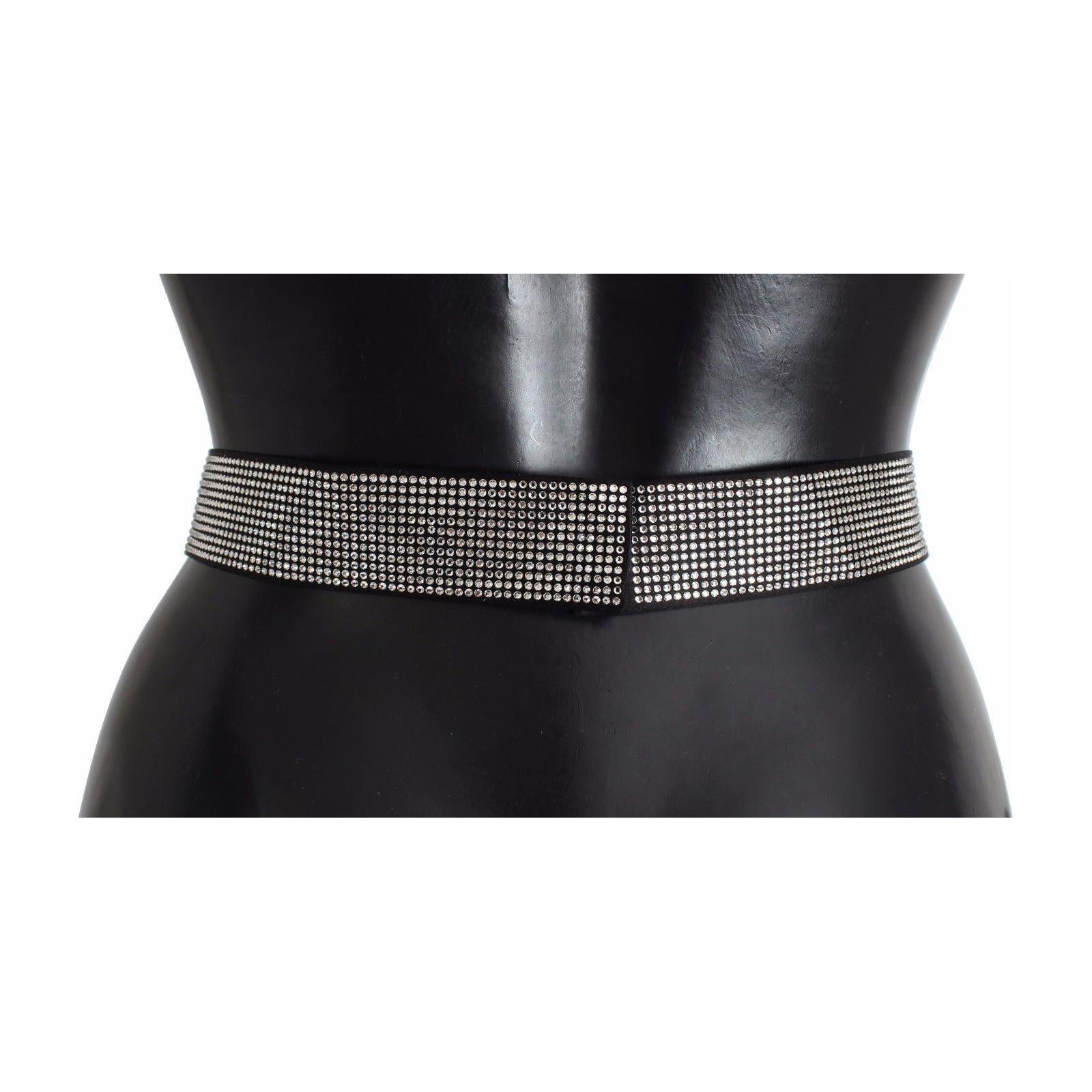 Black Silk Crystal Bow Waist Belt Elegance