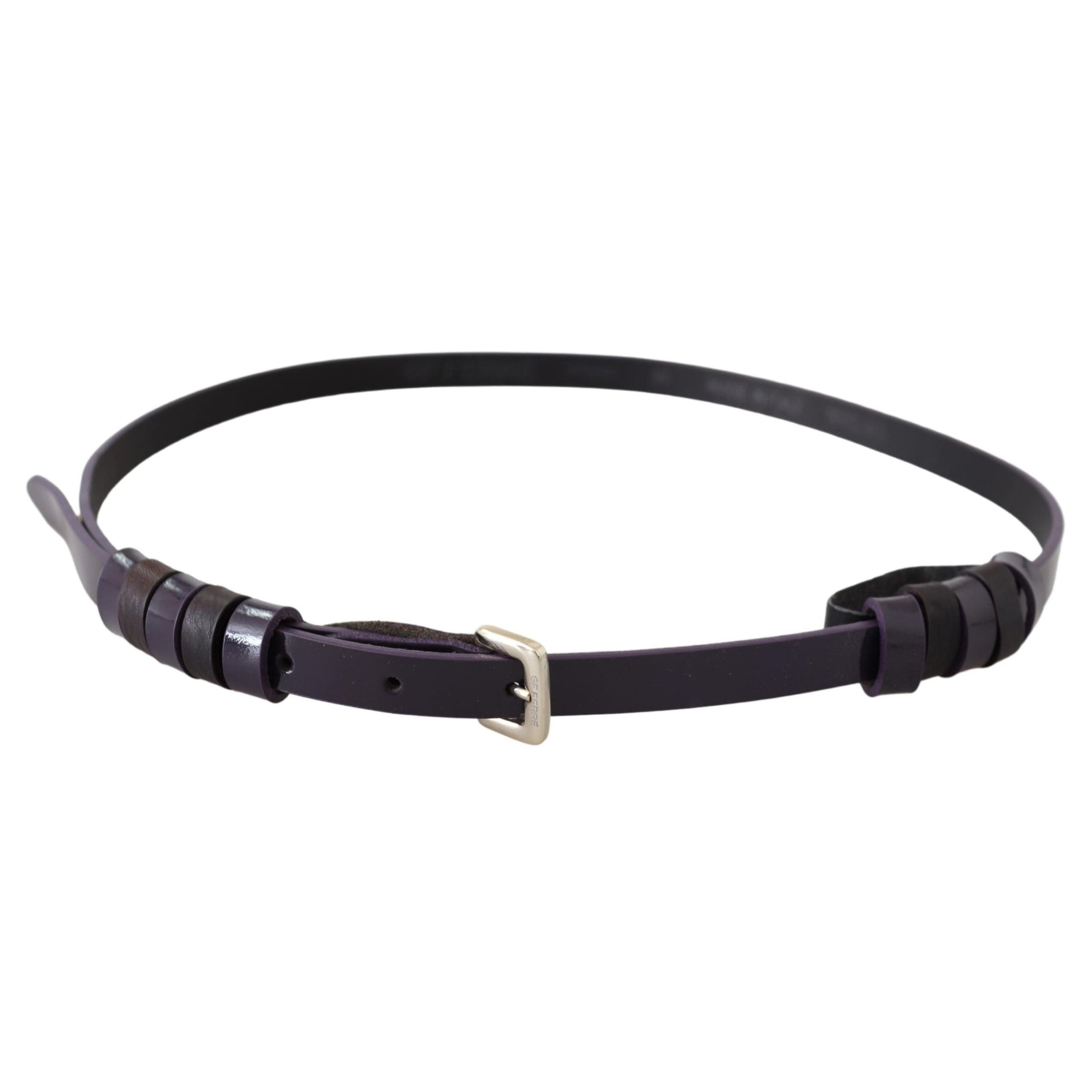 Chic Black Leather Belt with Chrome Silver Tone Buckle