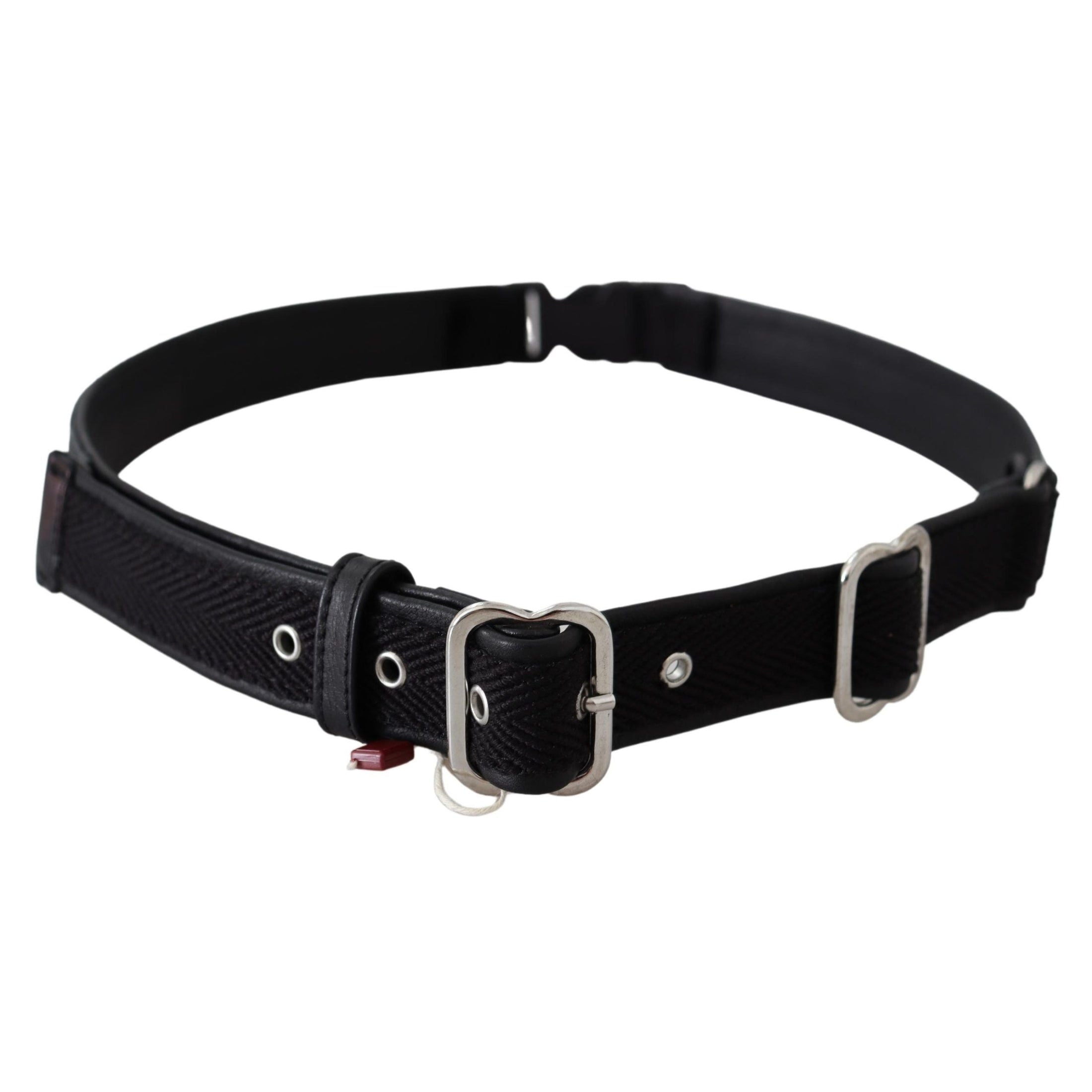 Chic Black Leather Waist Belt with Chrome Buckle