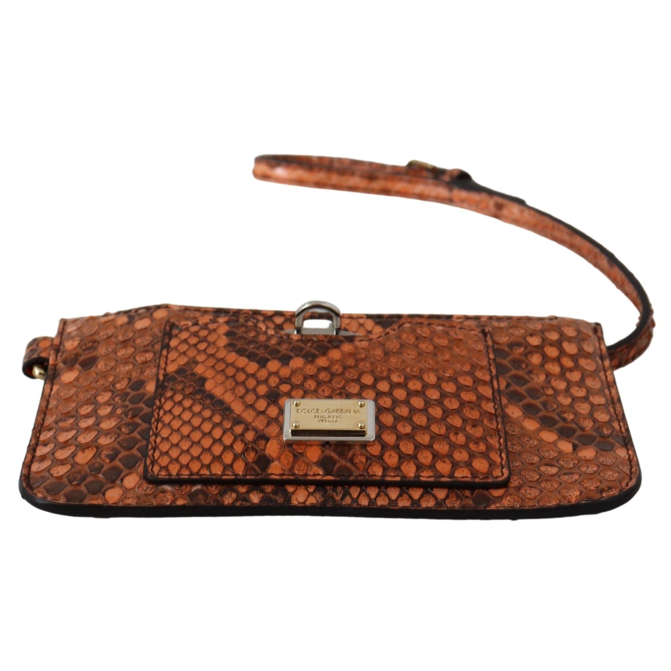 Elegant Python Patterned Leather Wristlet