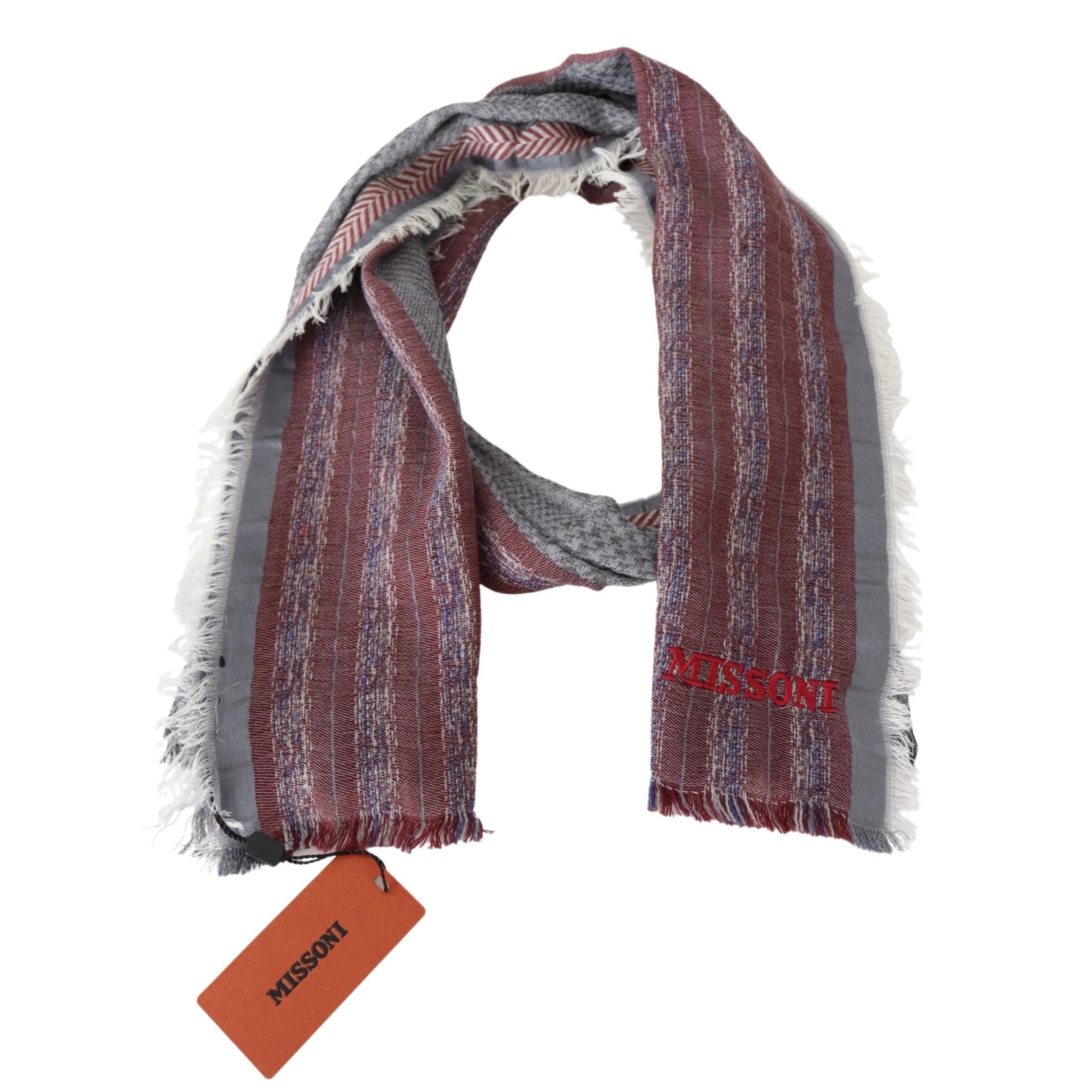 Chic Multicolor Wool Blend Designer Scarf