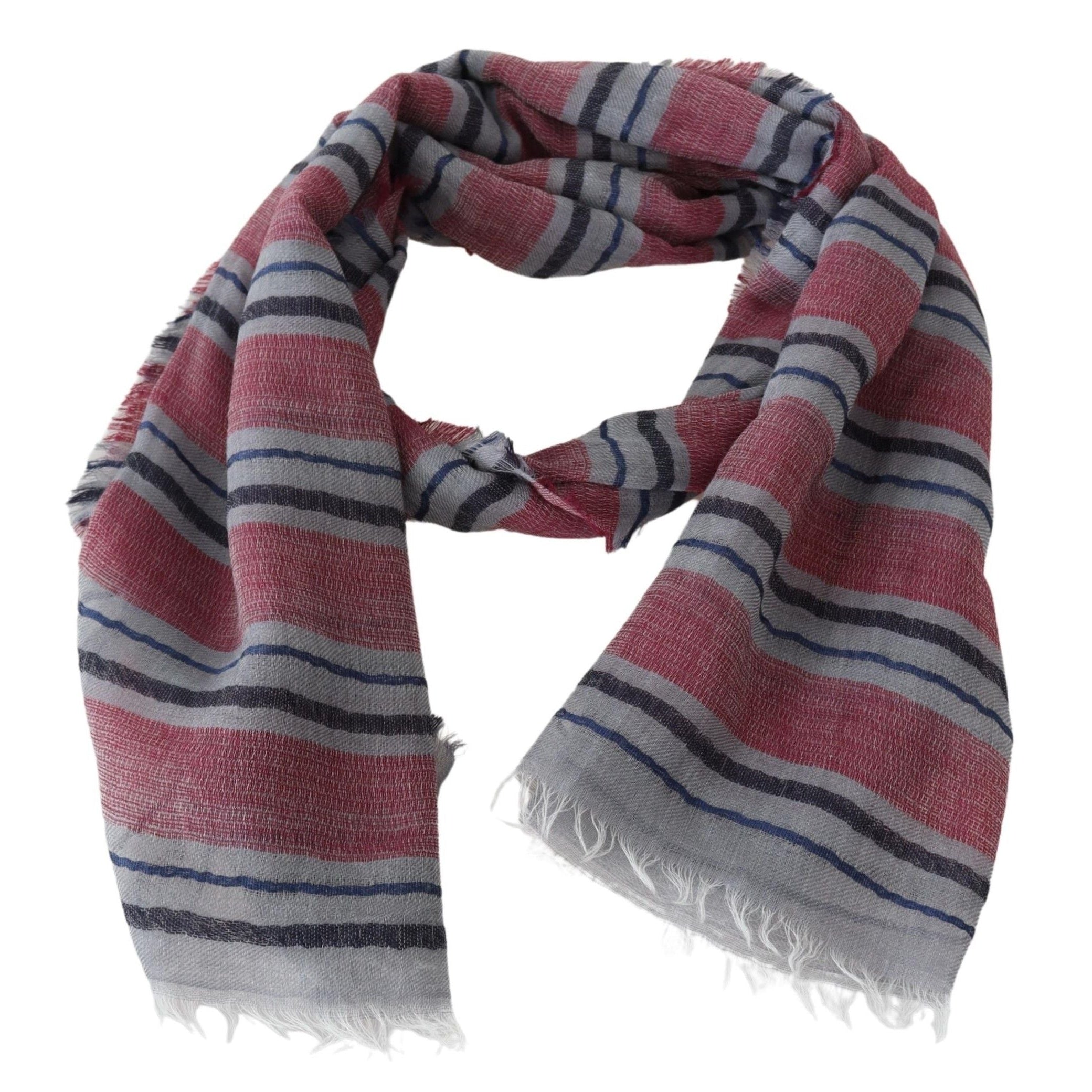 Elegant Multicolor Striped Wool Scarf