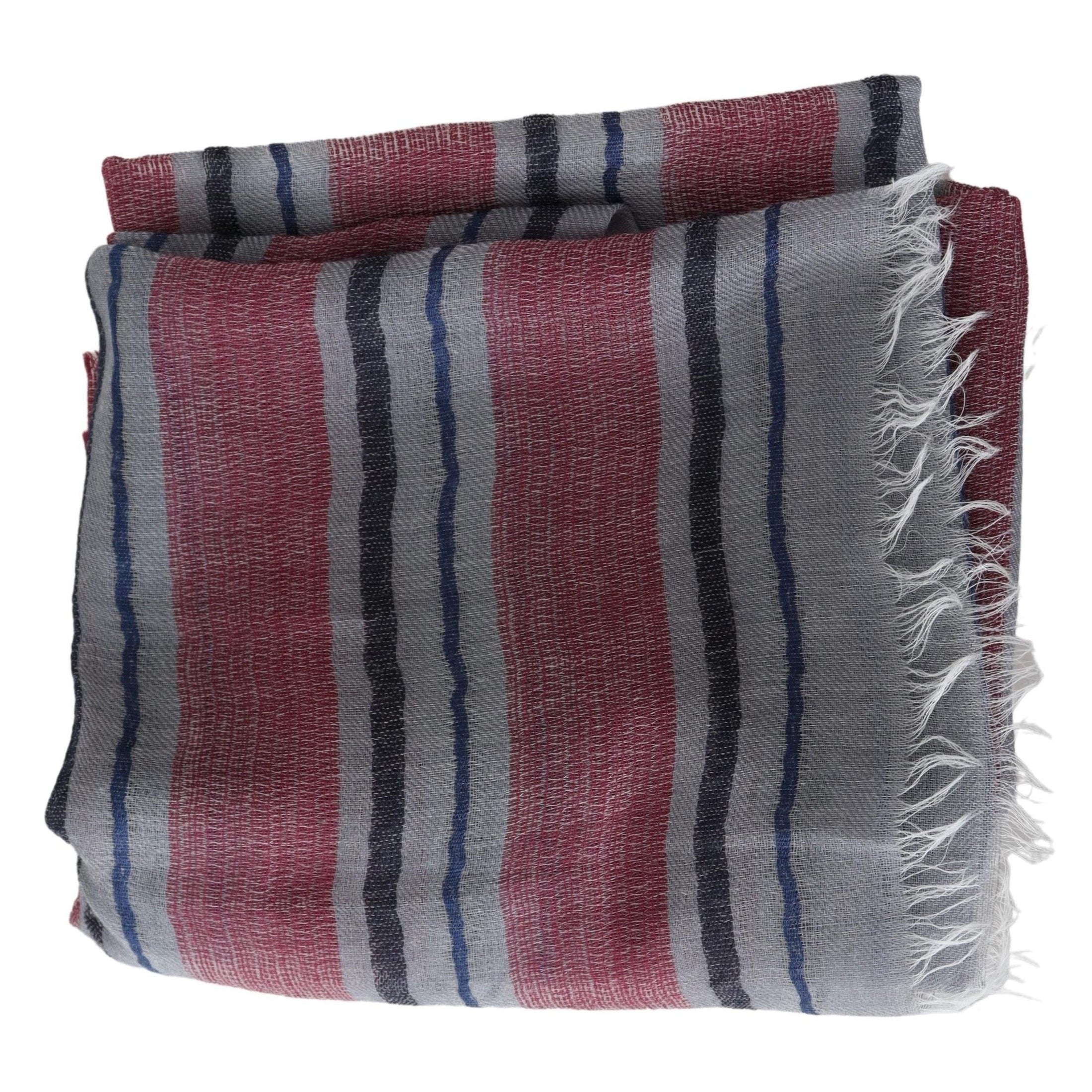 Elegant Multicolor Striped Wool Scarf