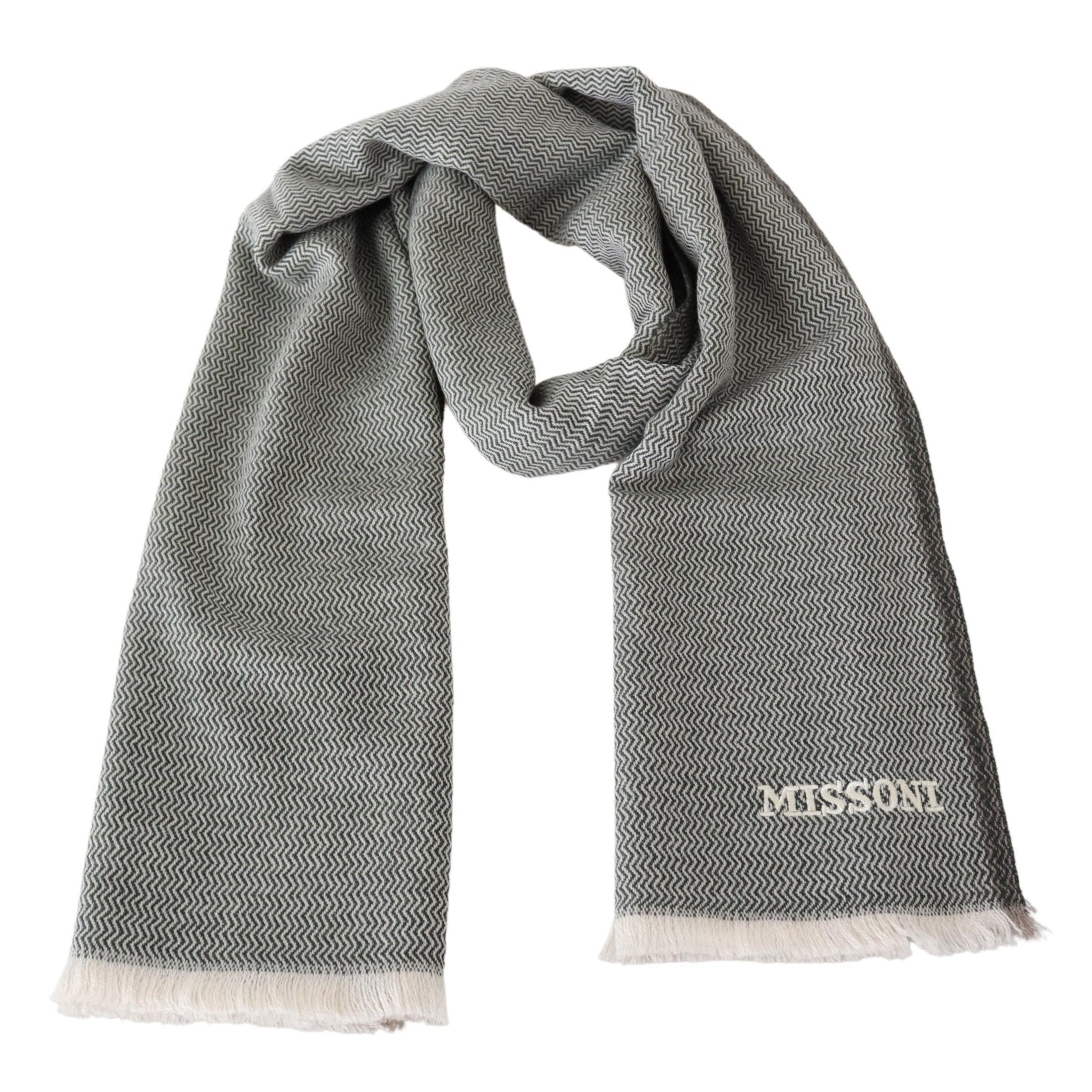 Plush Zigzag Cashmere Scarf in Gray