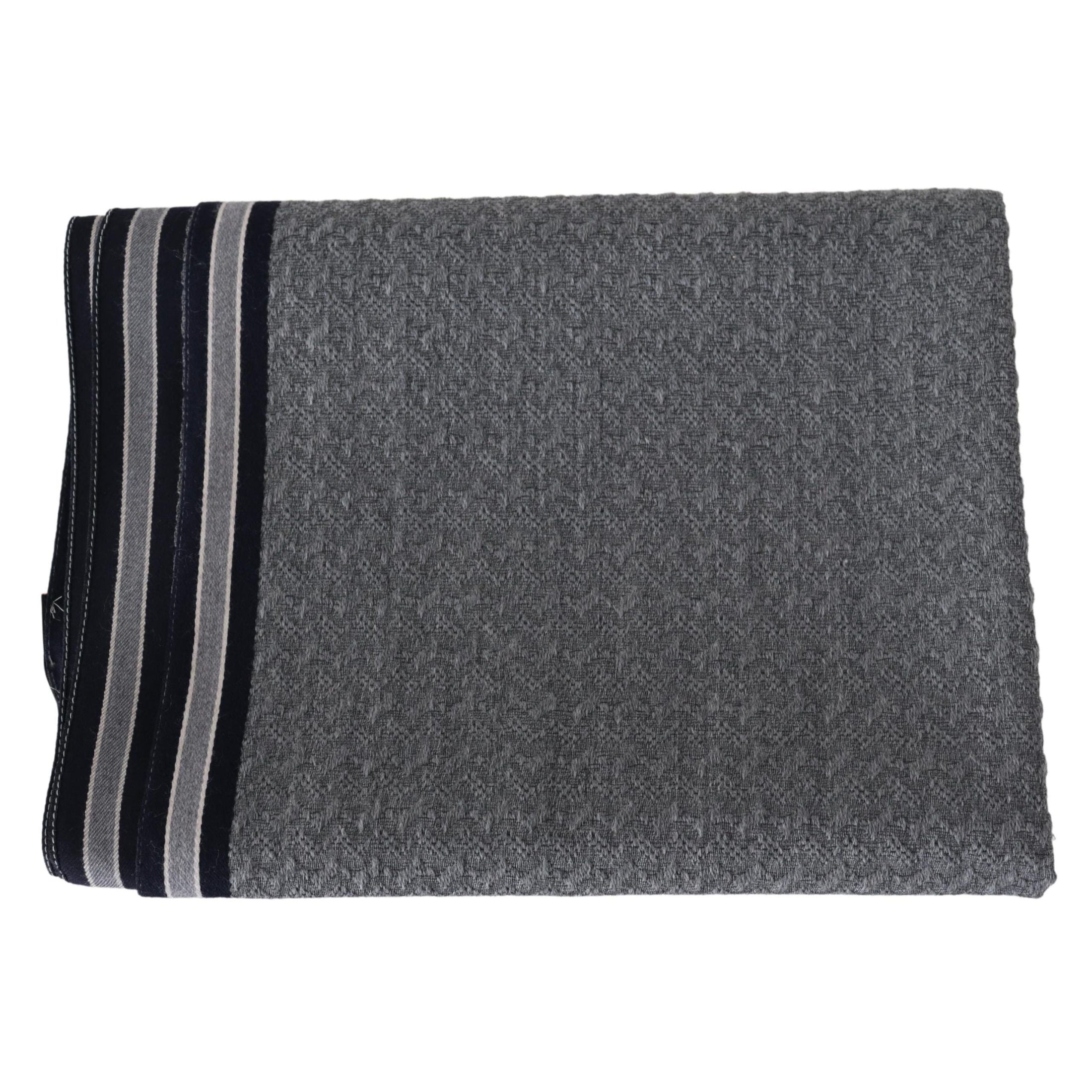 Elegant Gray Wool Scarf with Signature Stripes