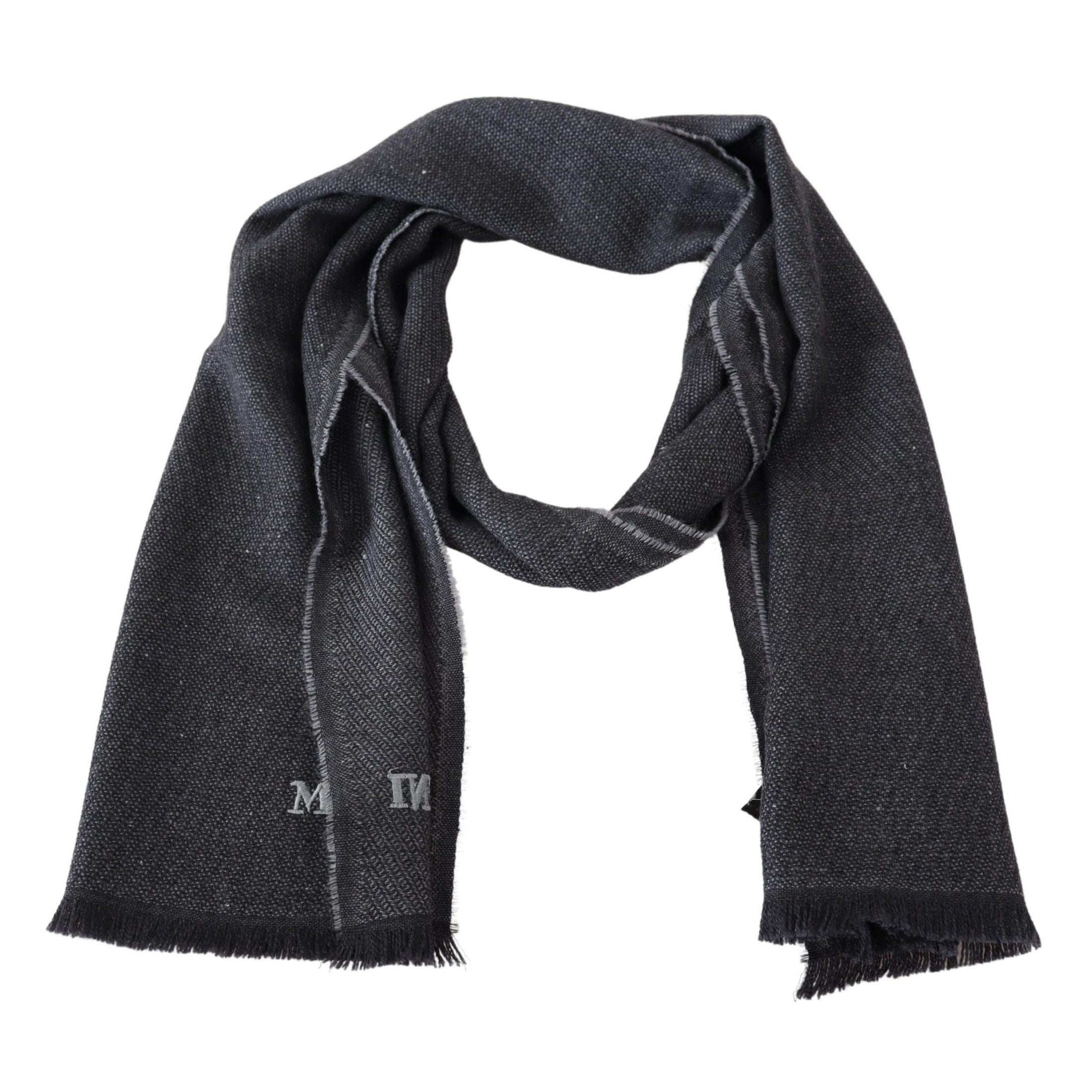 Elegant Wool Scarf with Signature Embroidery