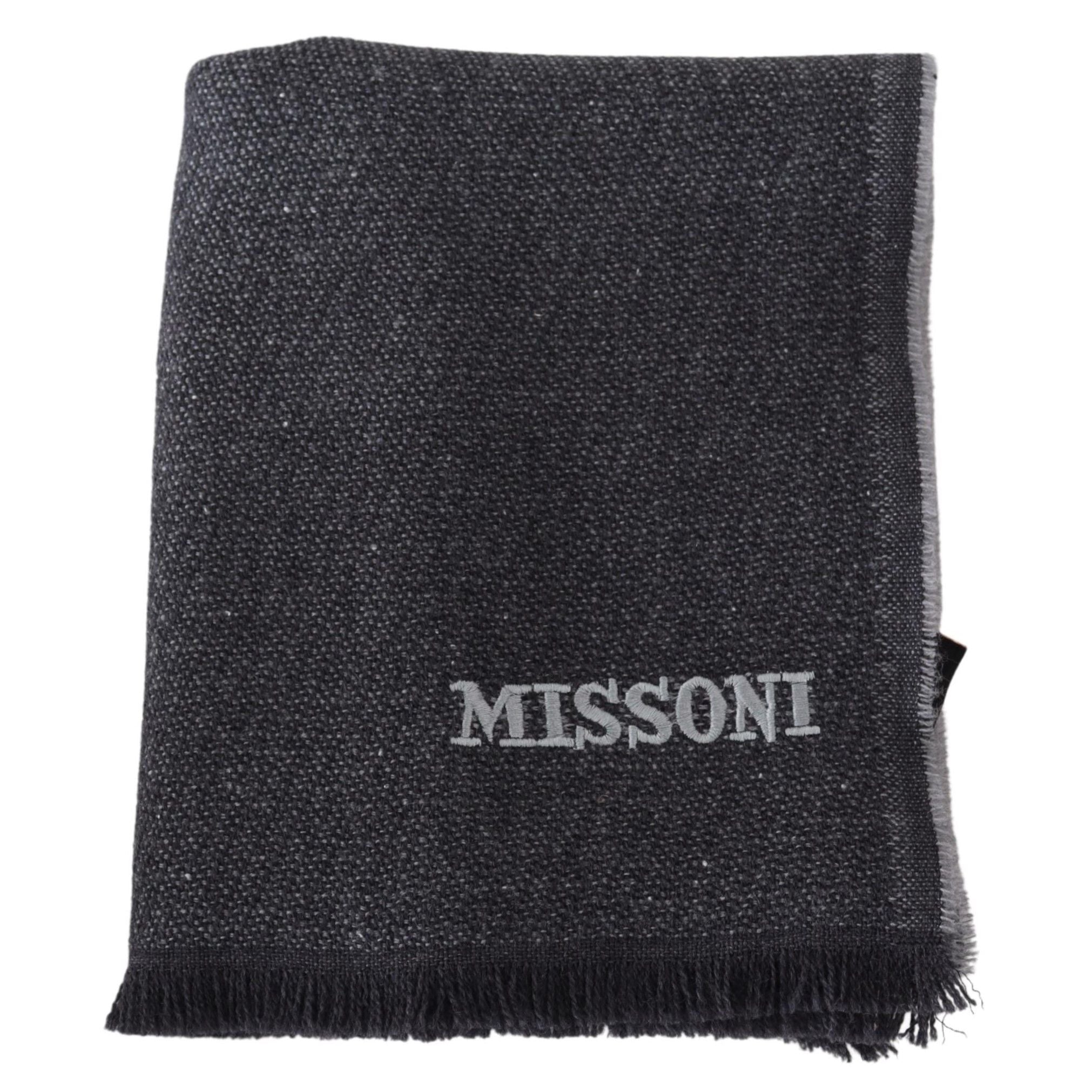 Elegant Wool Scarf with Signature Embroidery