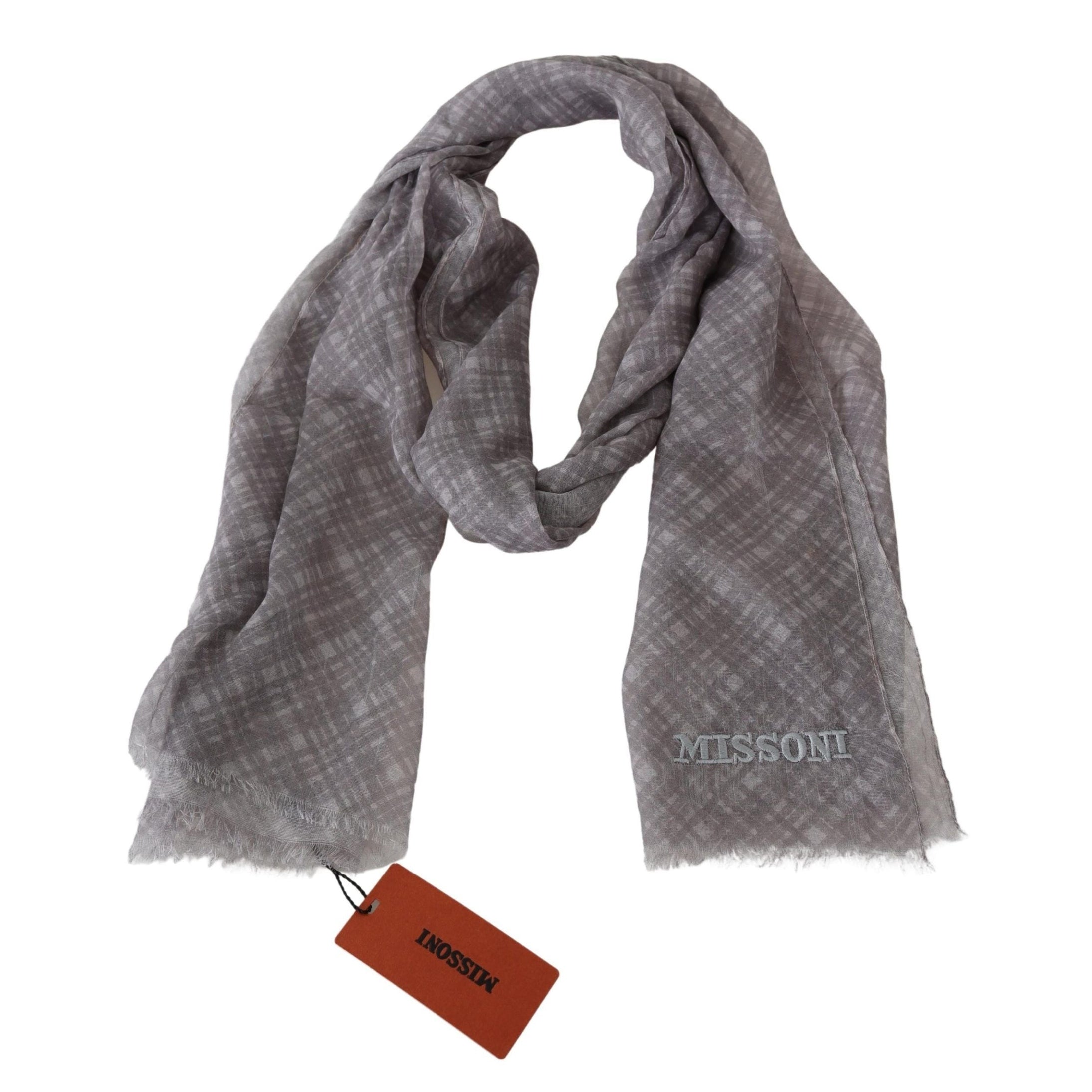 Elegant Wool Silk Blend Plaid Scarf