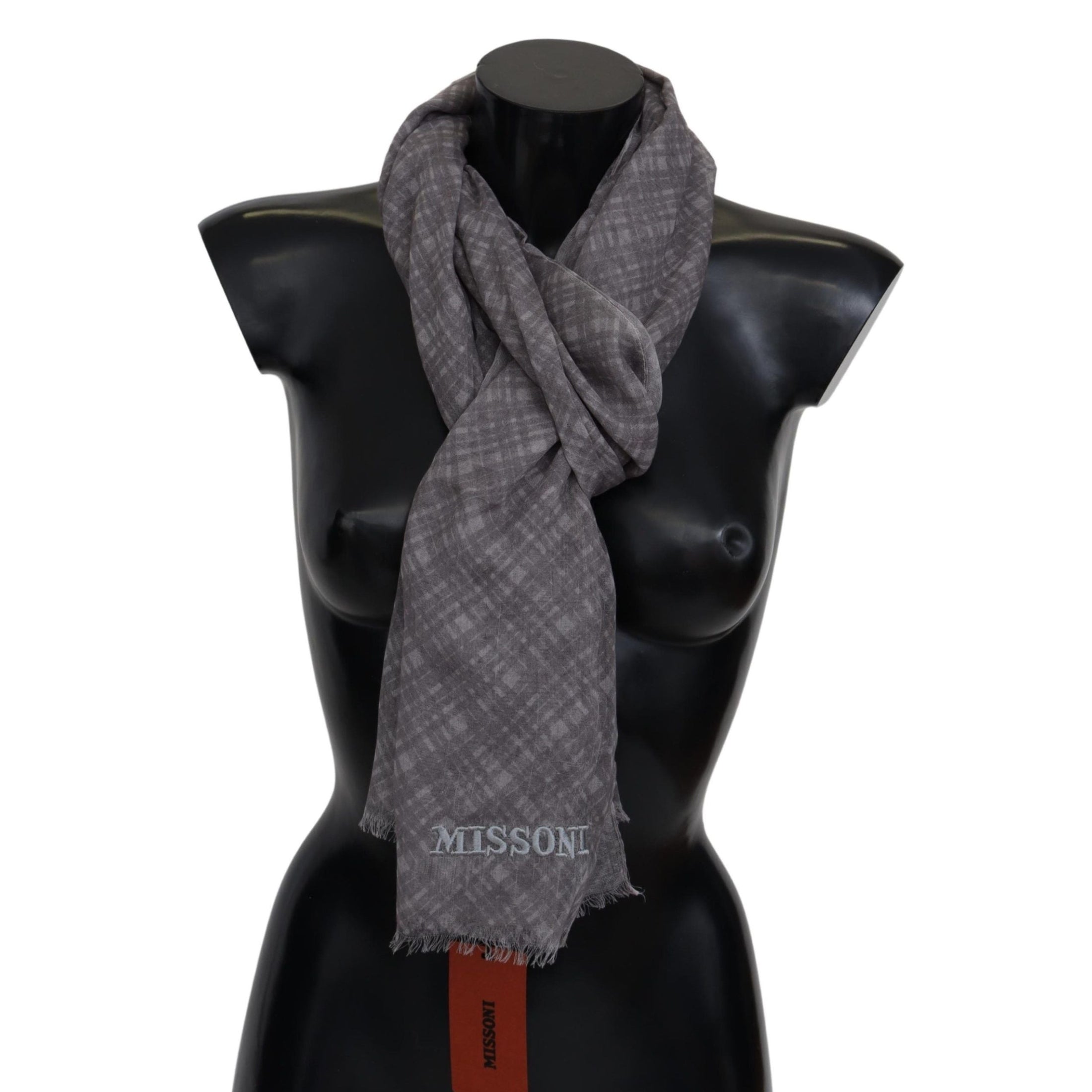 Elegant Wool Silk Blend Plaid Scarf