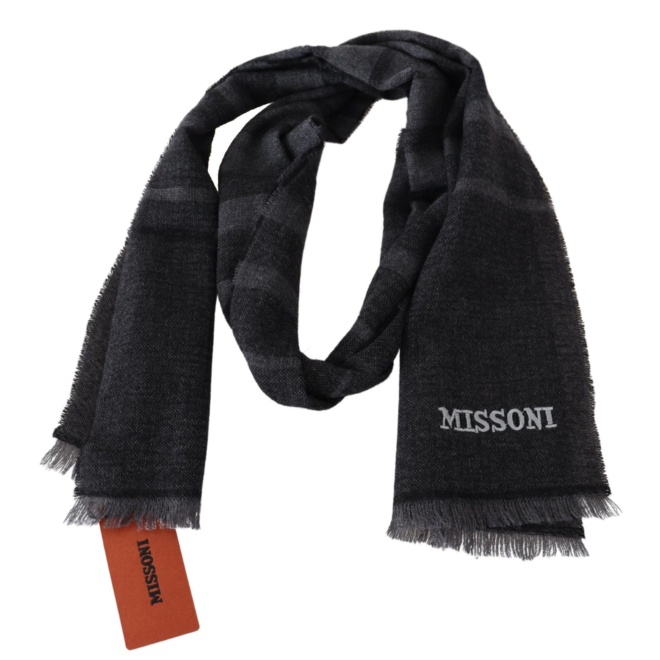 Elegant Wool Scarf with Signature Stripes