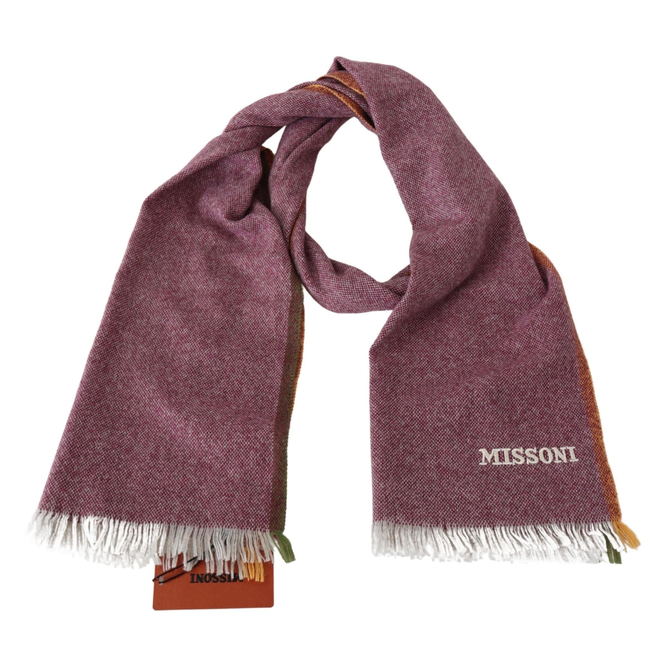 Chic Maroon Cashmere Scarf with Logo Embroidery