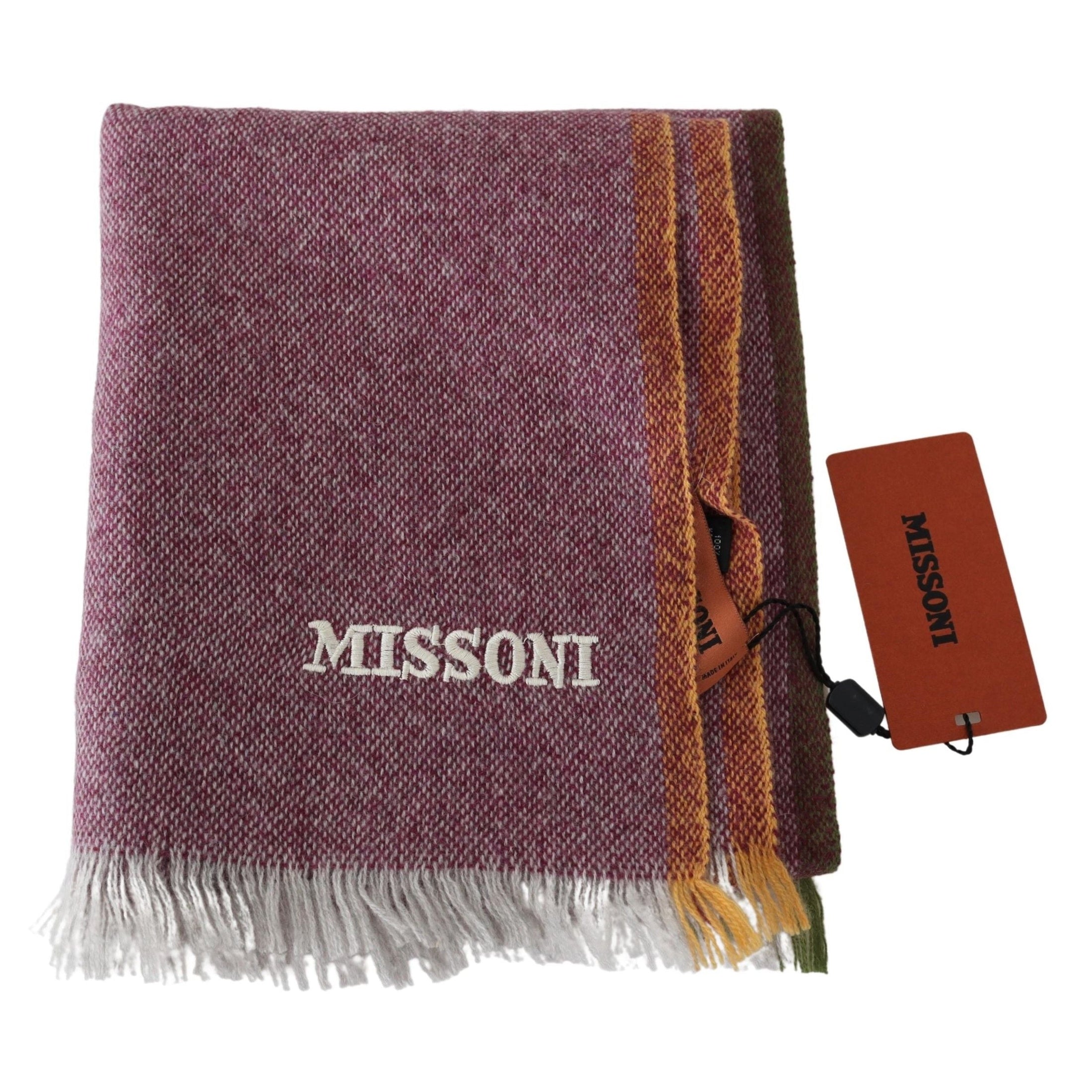 Chic Maroon Cashmere Scarf with Logo Embroidery