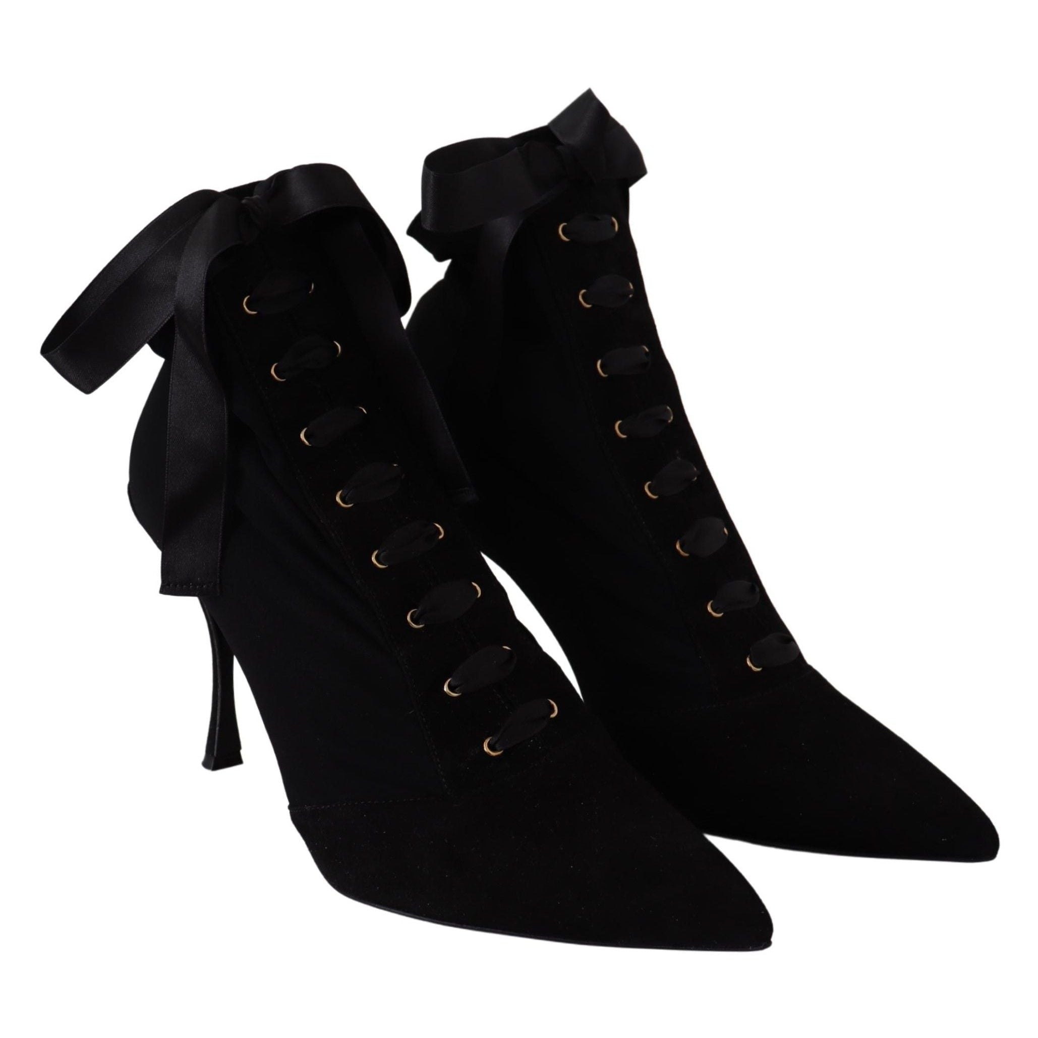 Elegant Black Ankle Heel Boots with Leather Sole