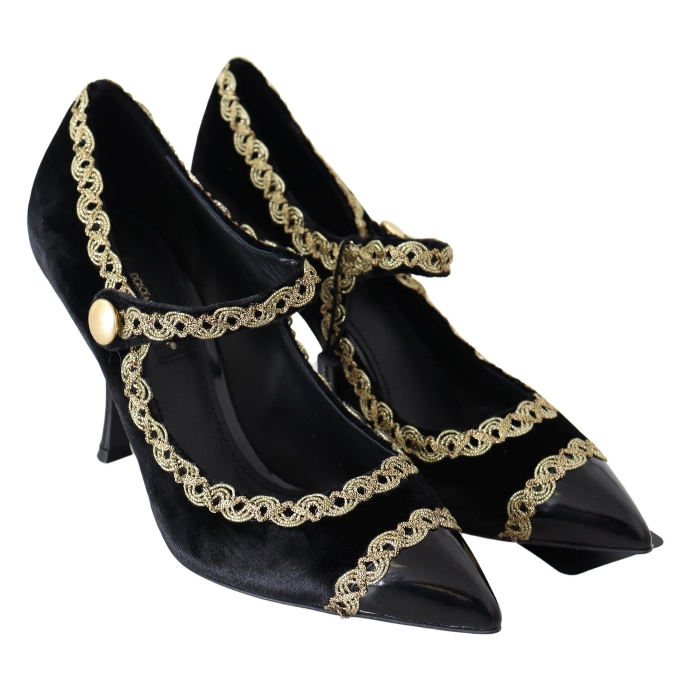 Elegant Velvet Patent Embroidered Pumps