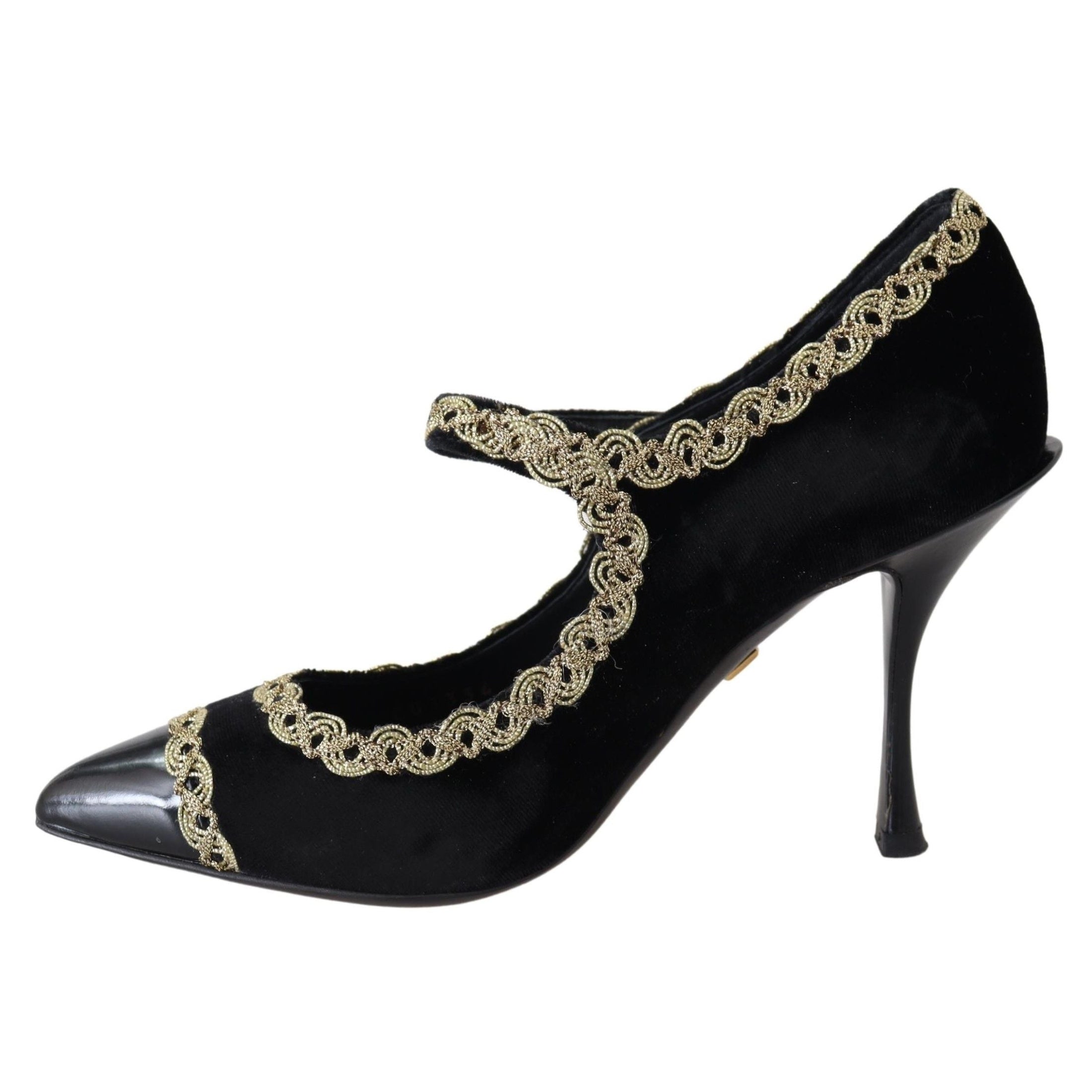 Elegant Velvet Patent Embroidered Pumps