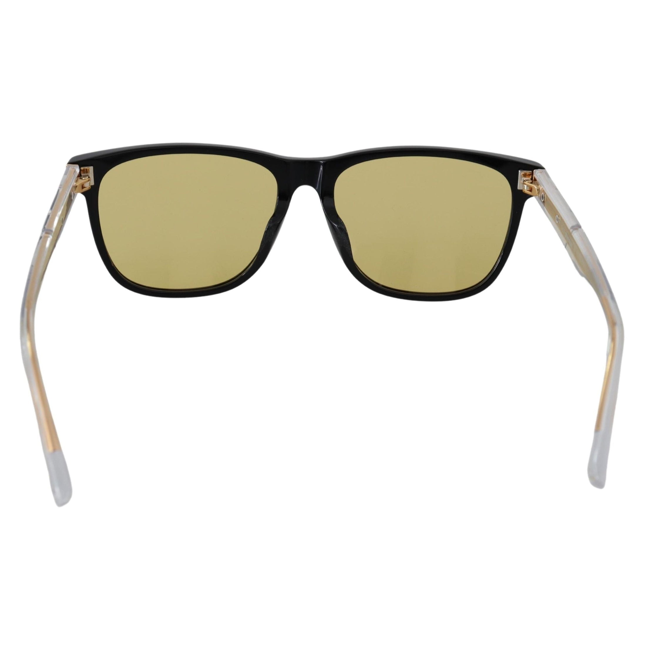 Chic Black Acetate Sunglasses with Yellow Lenses