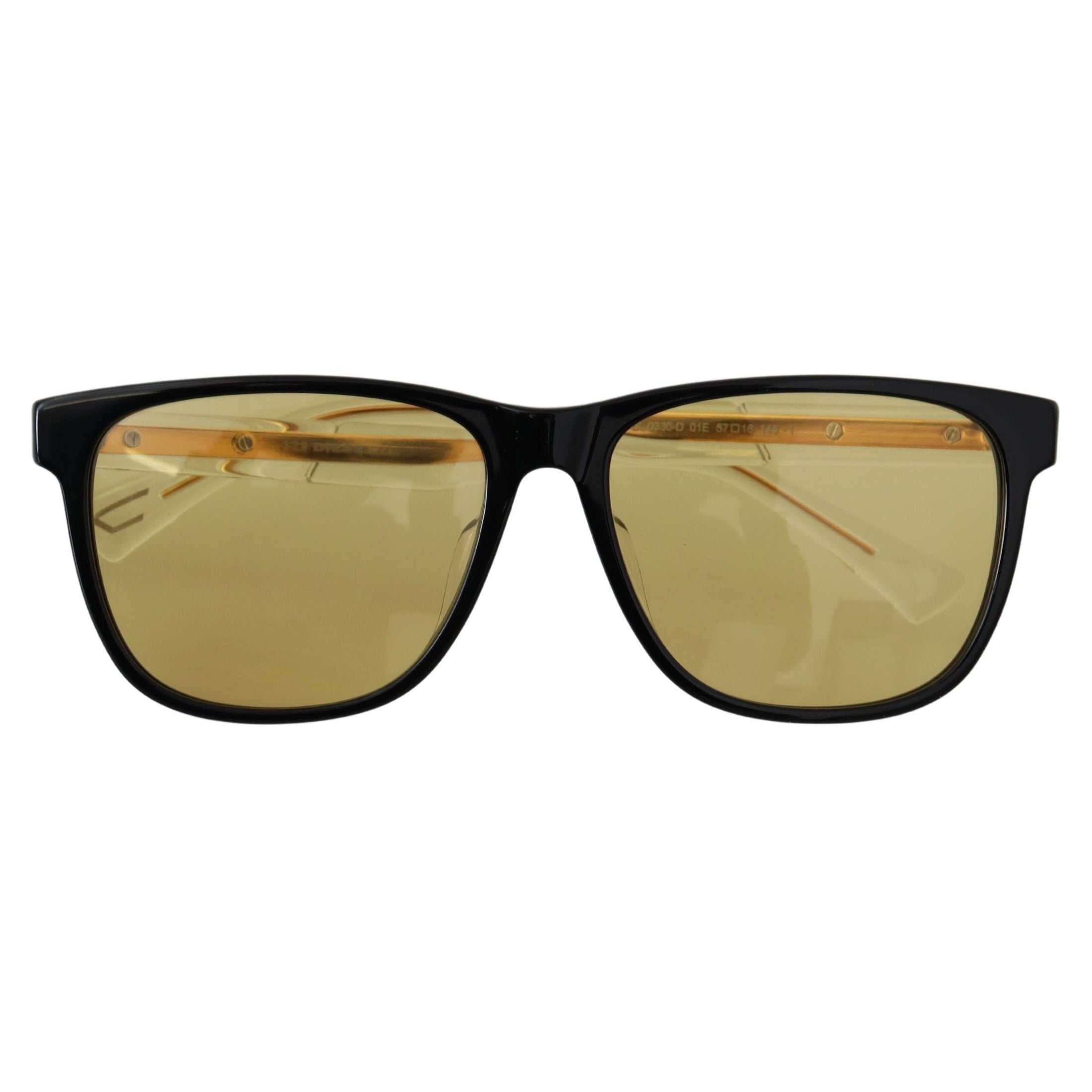 Chic Black Acetate Sunglasses with Yellow Lenses