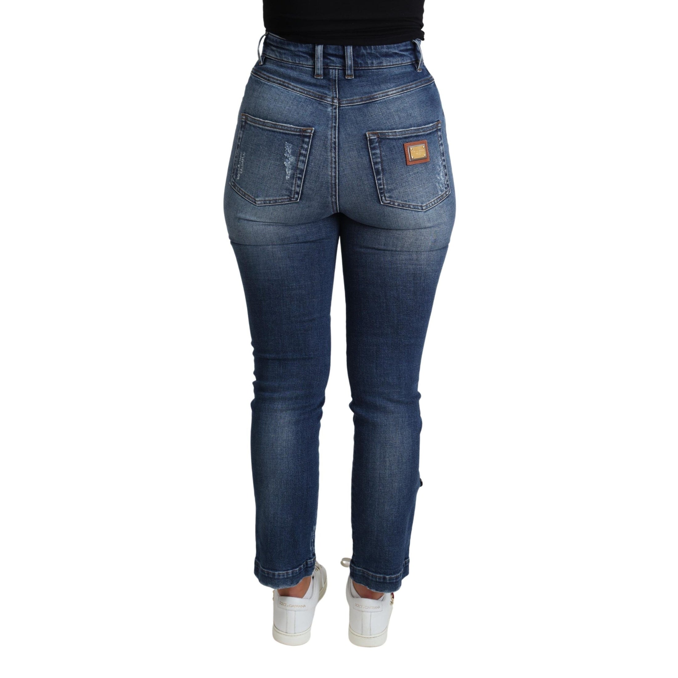 Embellished High Waist Skinny Denim Jeans