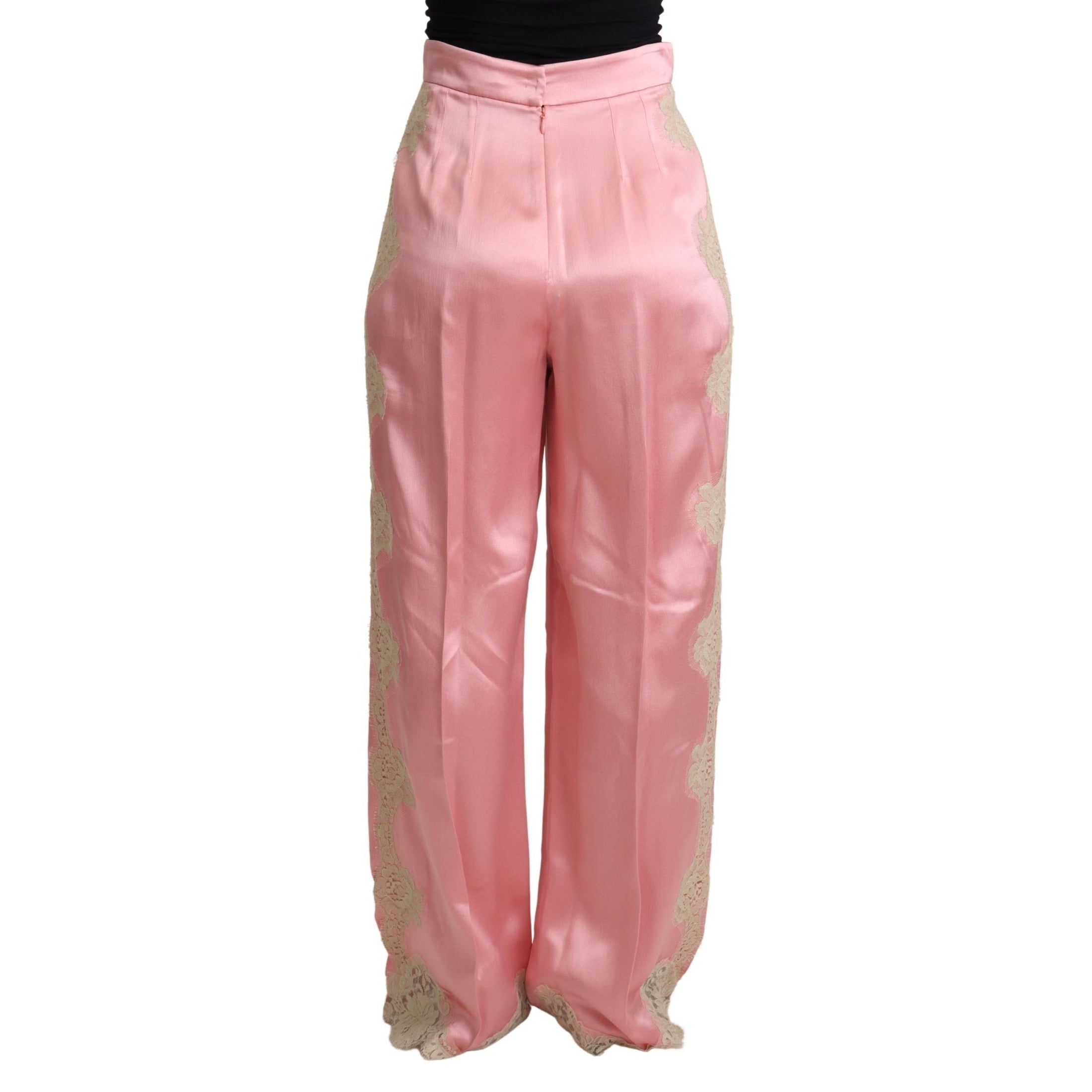 Silk Blend Satin Wide-Leg Pants in Pink