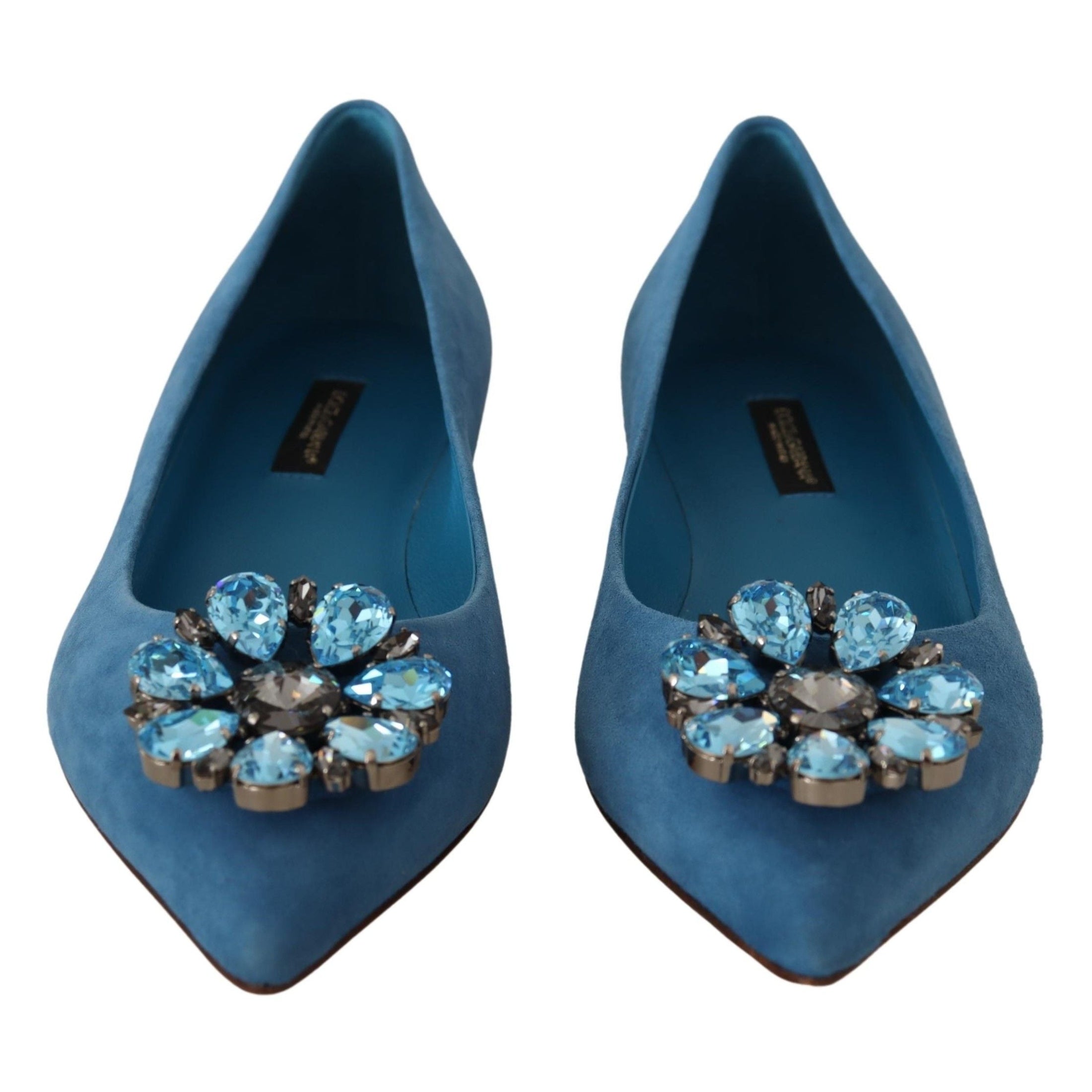 Elegant Crystal-Embellished Suede Flats