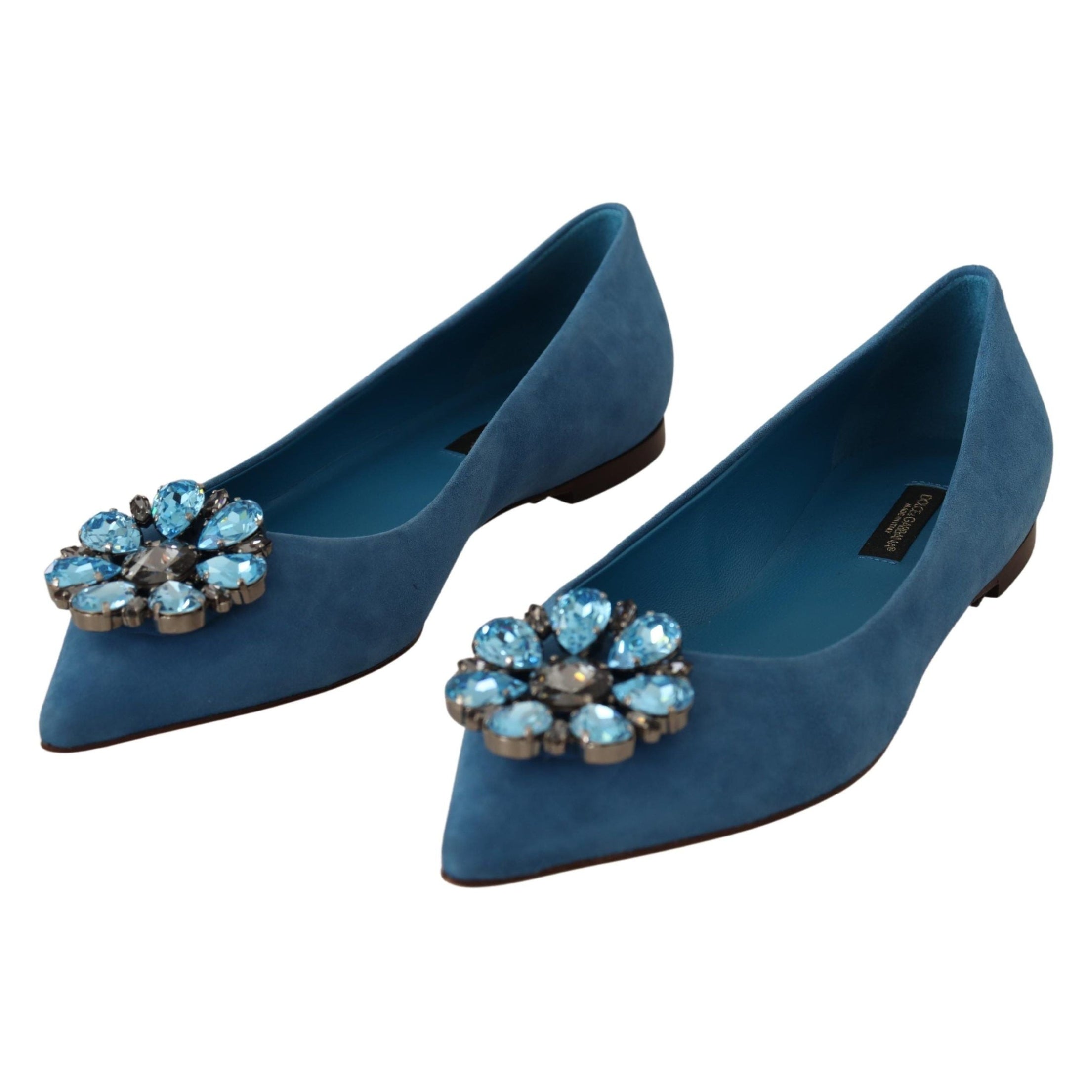 Elegant Crystal-Embellished Suede Flats