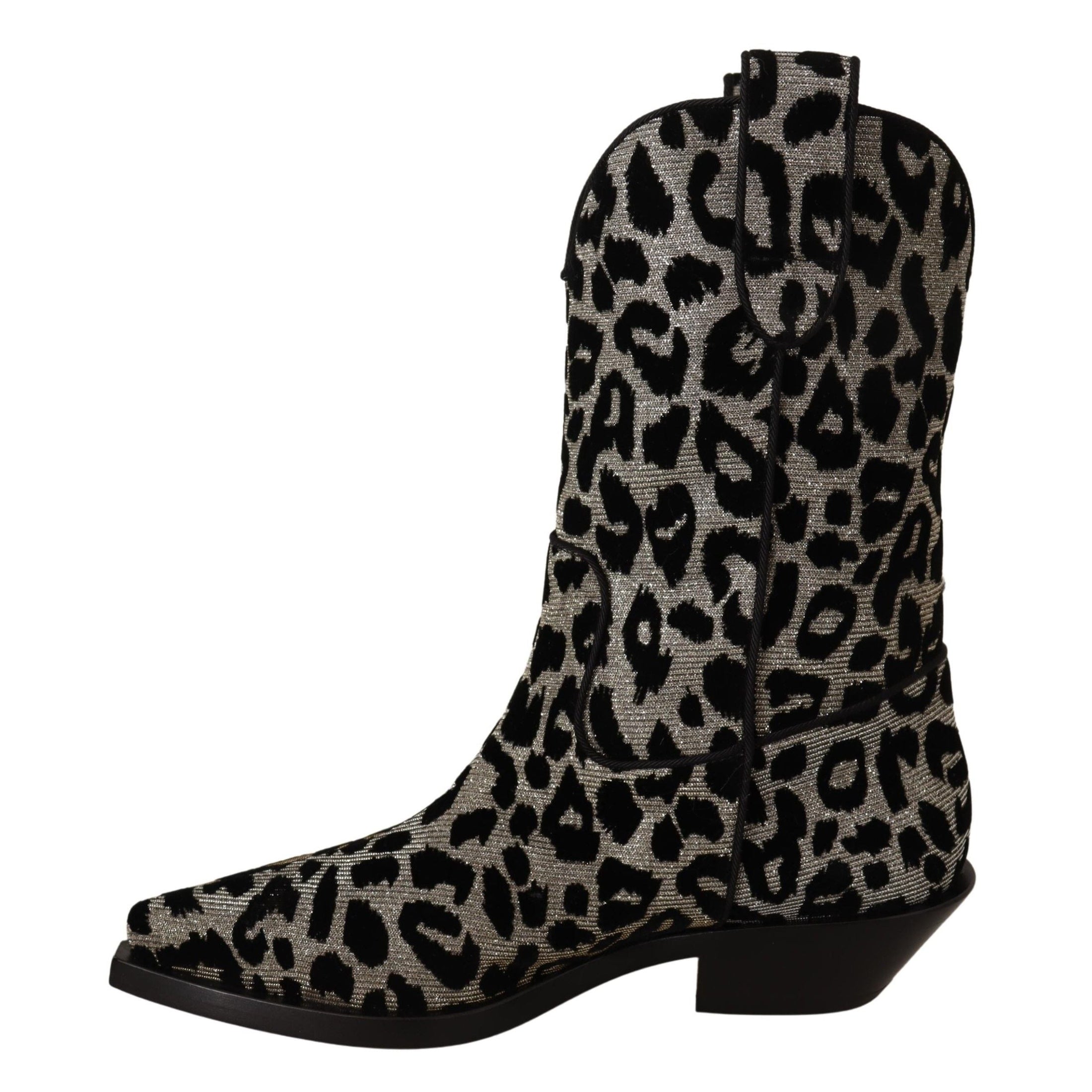 Elegant Leopard Print Mid Calf Boots