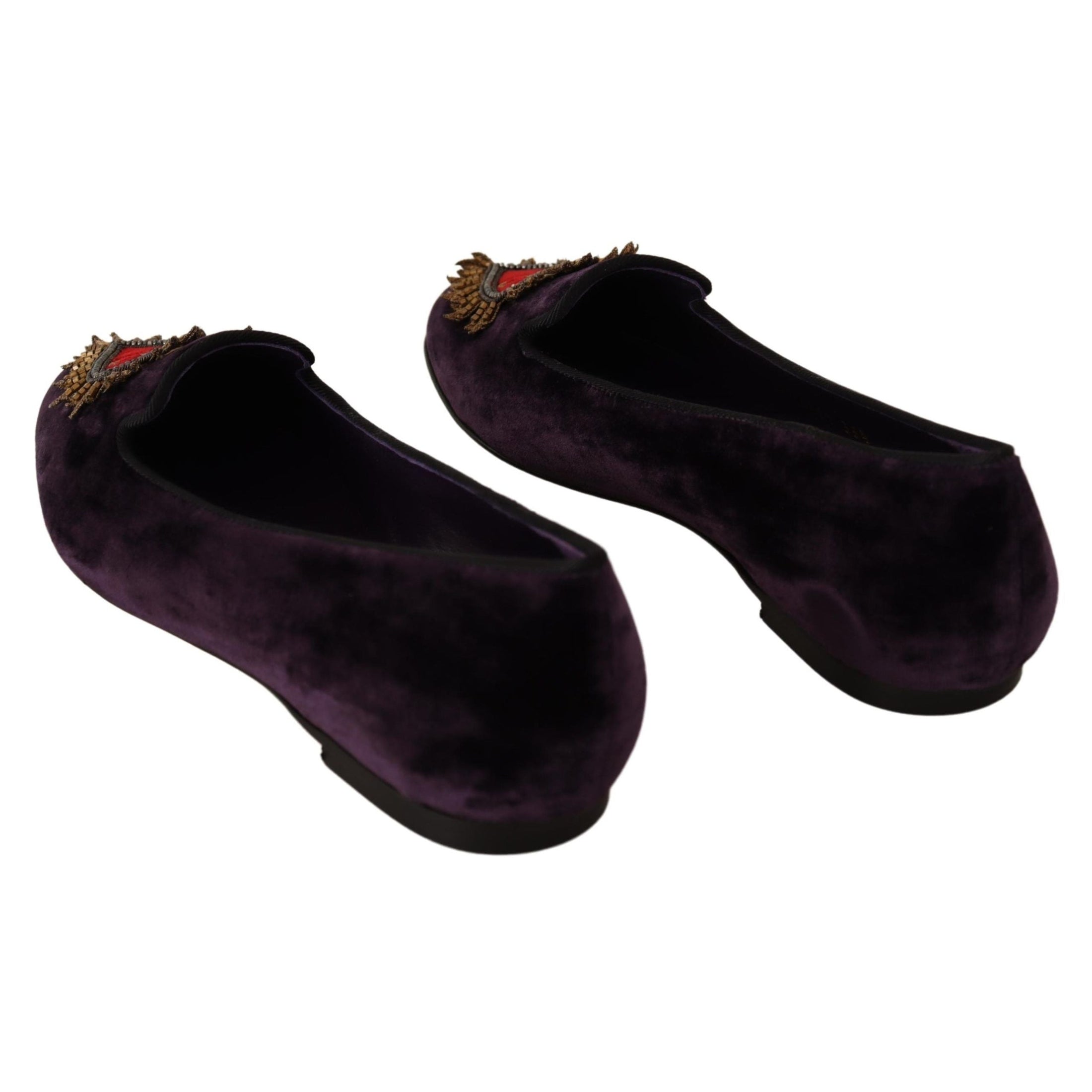 Chic Purple Velvet Loafers with Heart Detail