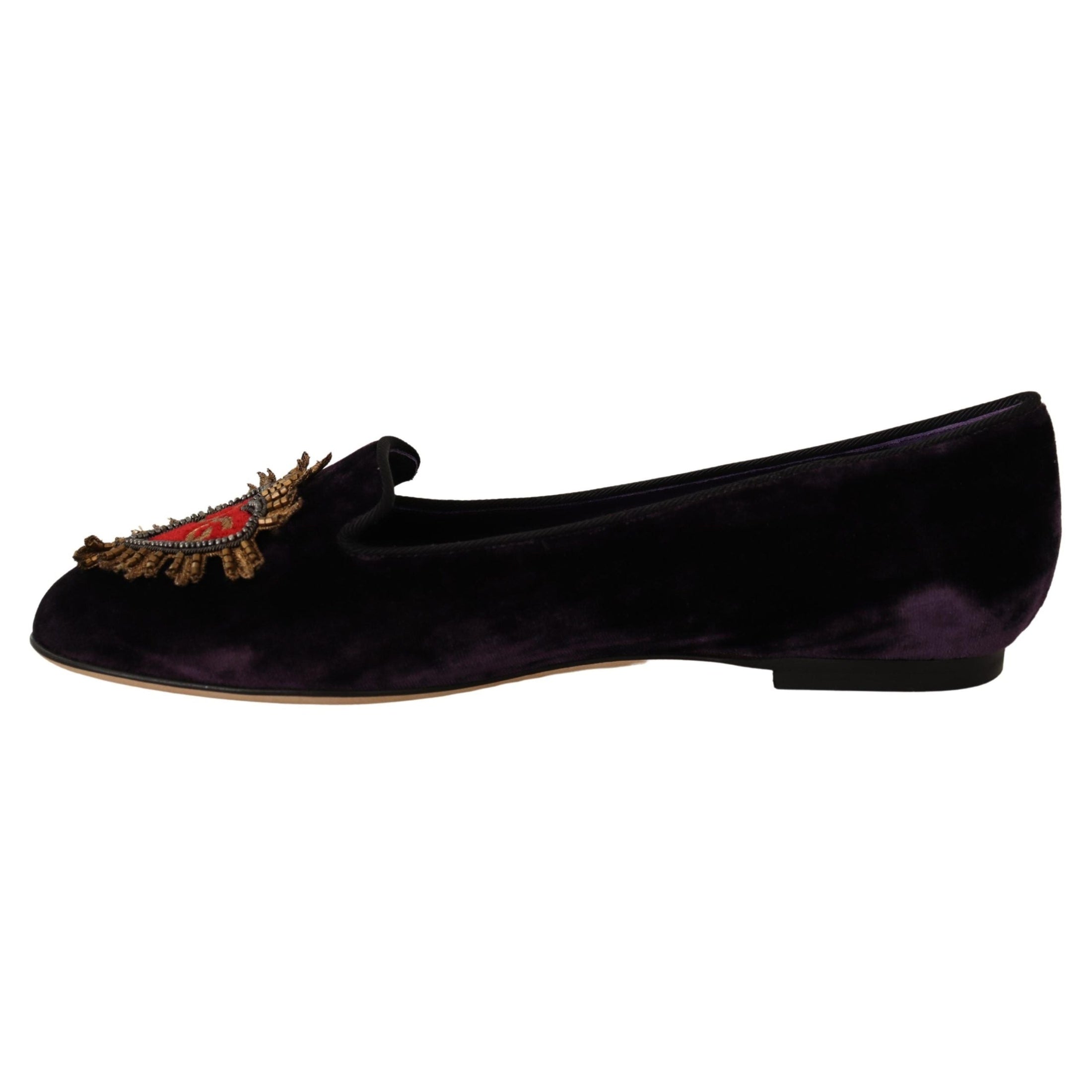 Chic Purple Velvet Loafers with Heart Detail